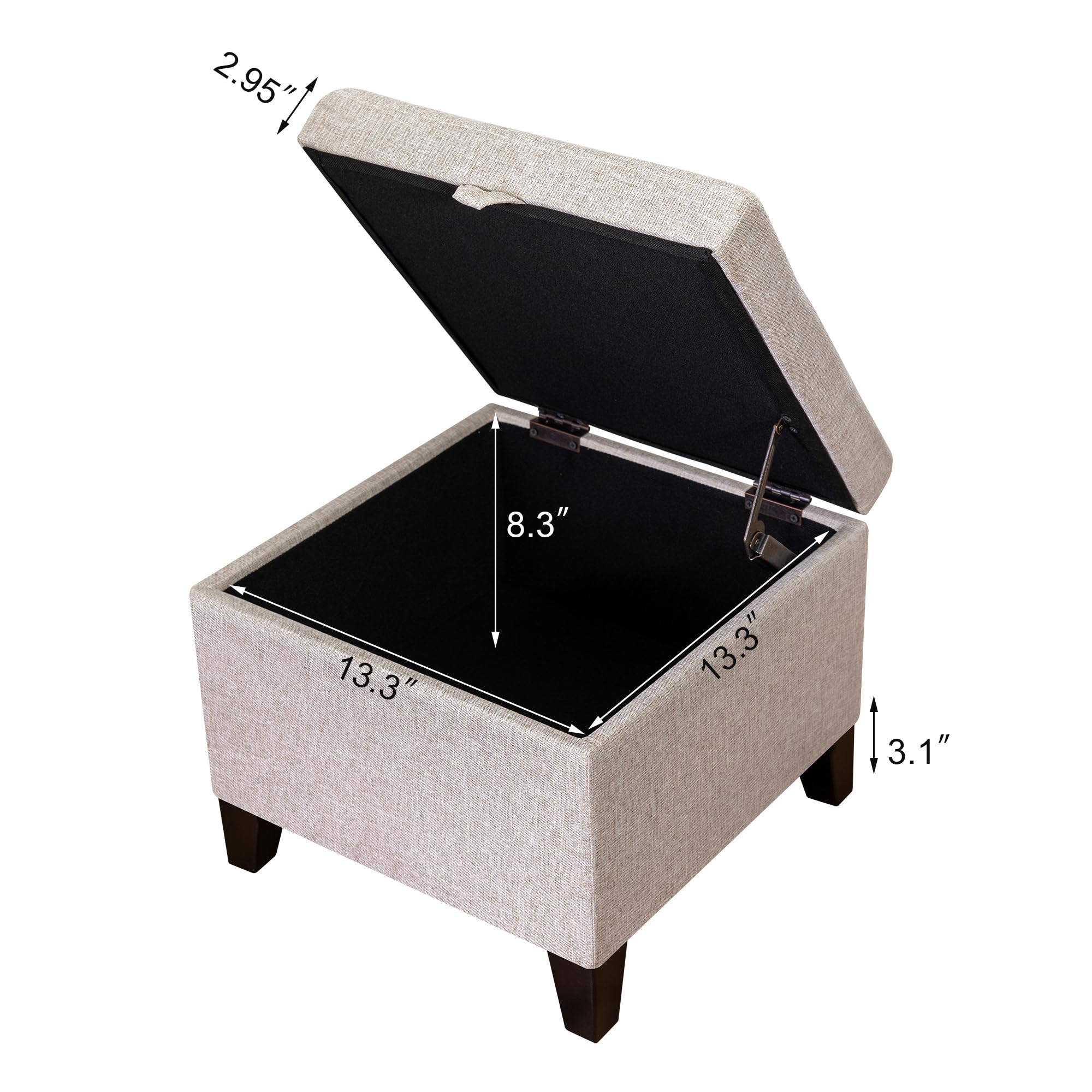 15.2 Inch High Cube Ottoman Storage