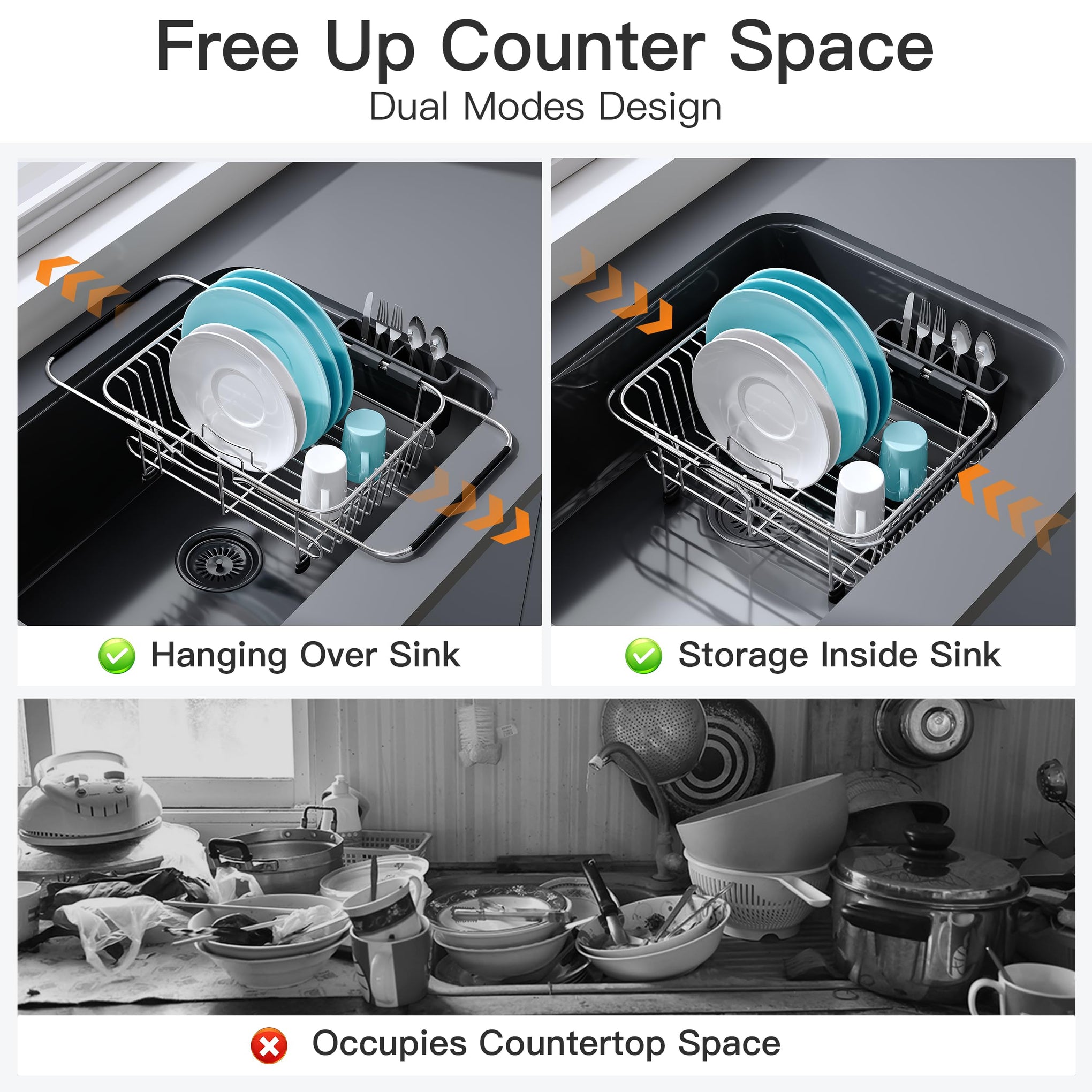 Sink Small Dish Drying Rack with Utensil Holder