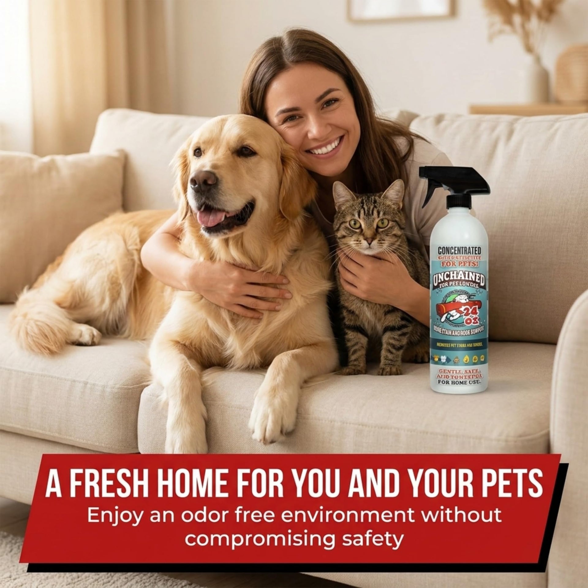 Unchained Pet Stain And Odor Remover Spray (24 Ounce)