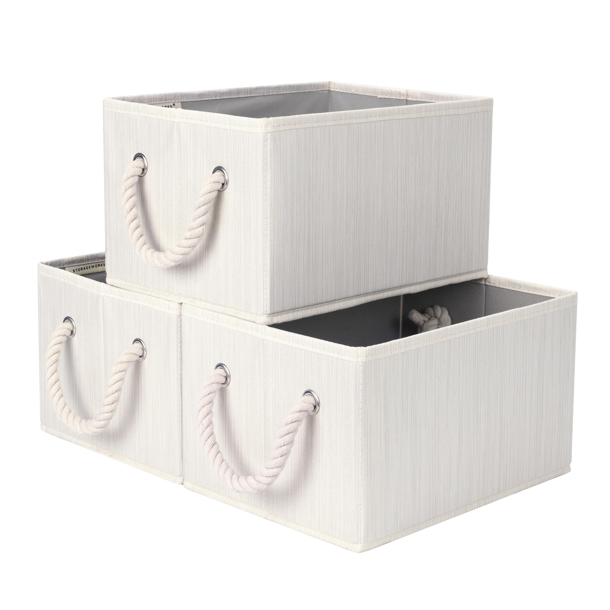 Fabric Storage Bins with Rope Handles (3 Count)