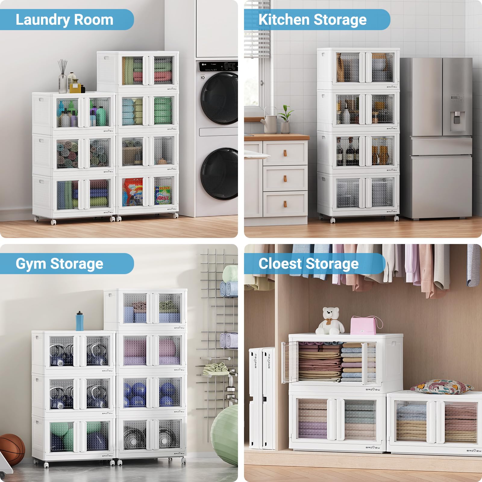 400 Qt Stackable Storage Bins with Lids & Doors (4 Count)