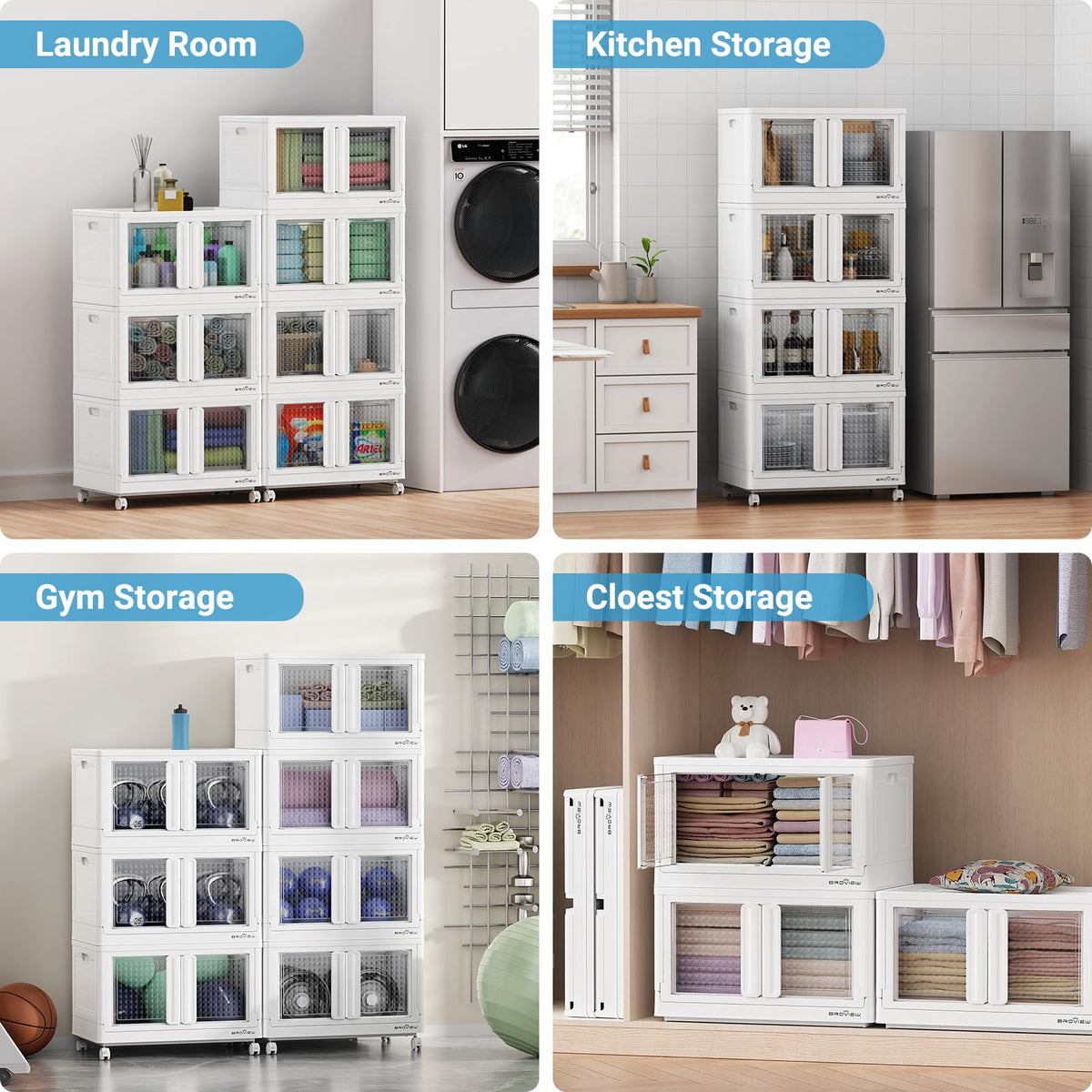 400 Qt Stackable Storage Bins with Lids & Doors (4 Count)