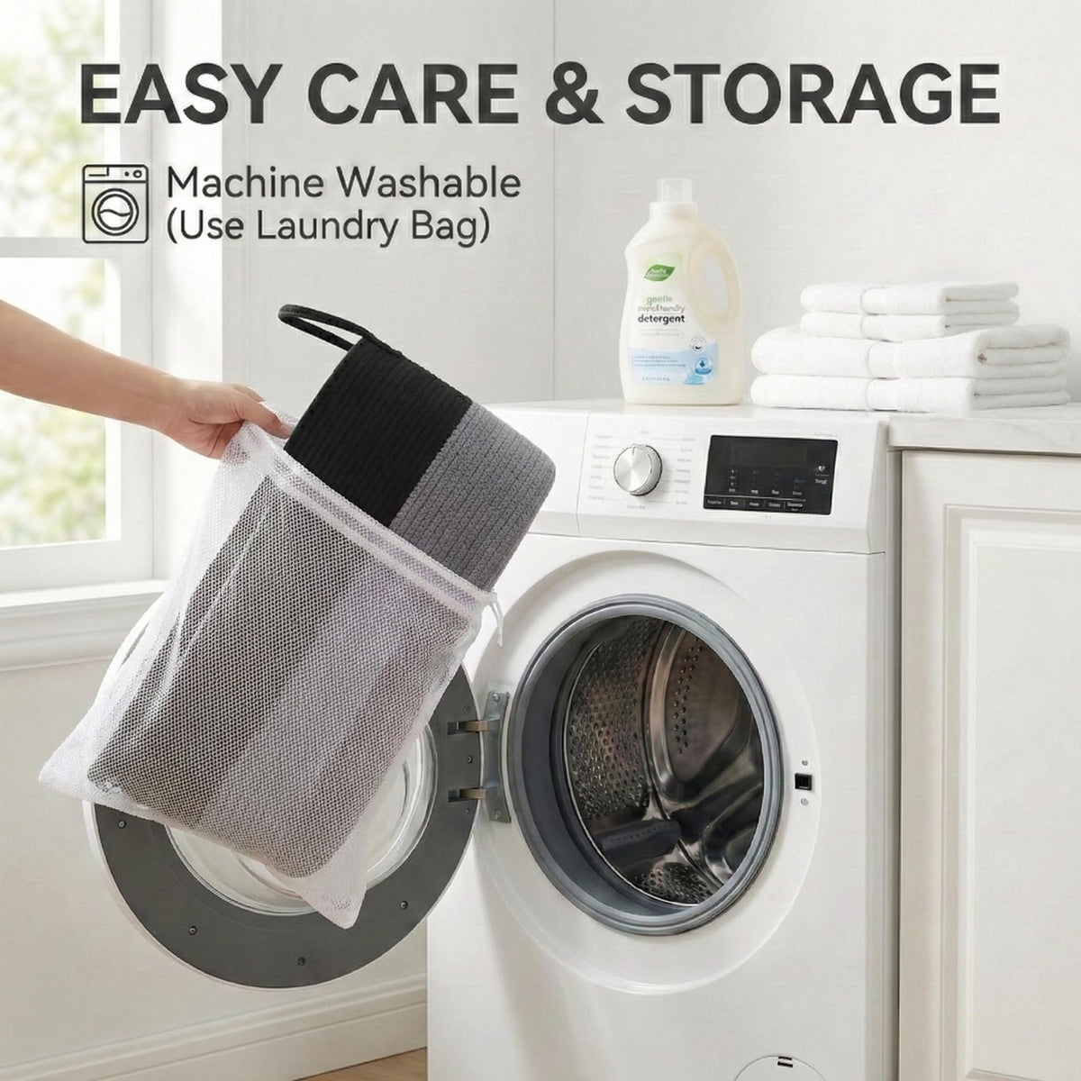115L Extra Large Machine Washable Cotton Rope Blanket Basket