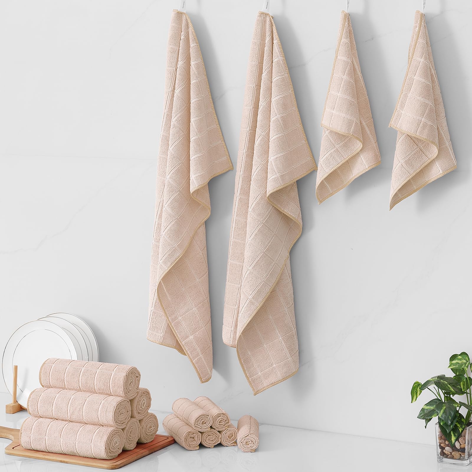 Microfiber Kitchen Towels and Dishcloths Sets (16 Count)