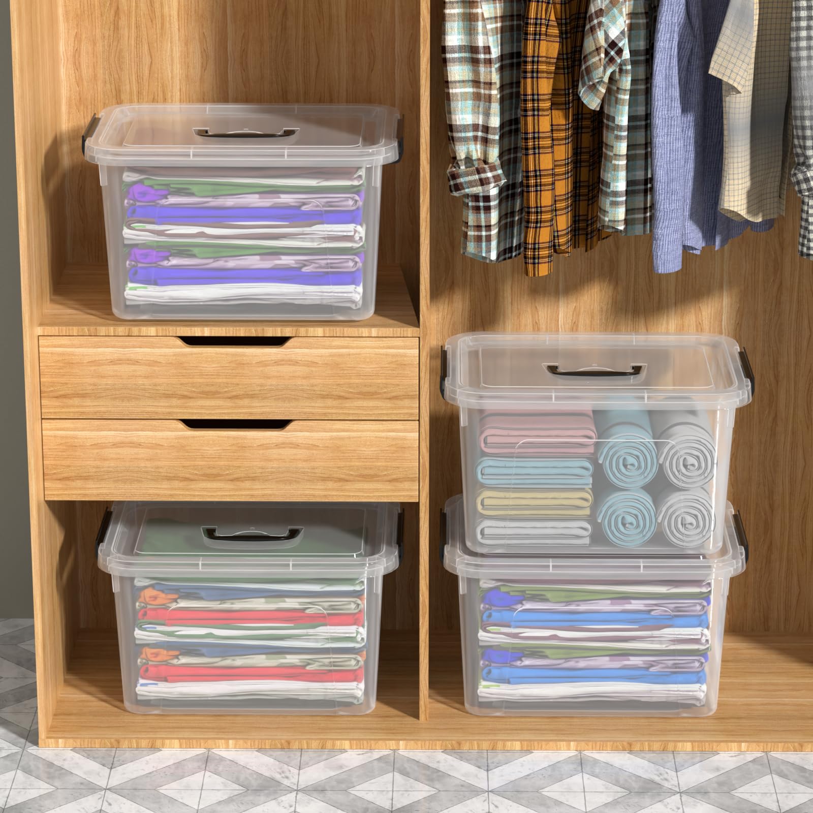 4 Pack Plastic Storage Containers with Lids (4 Count)