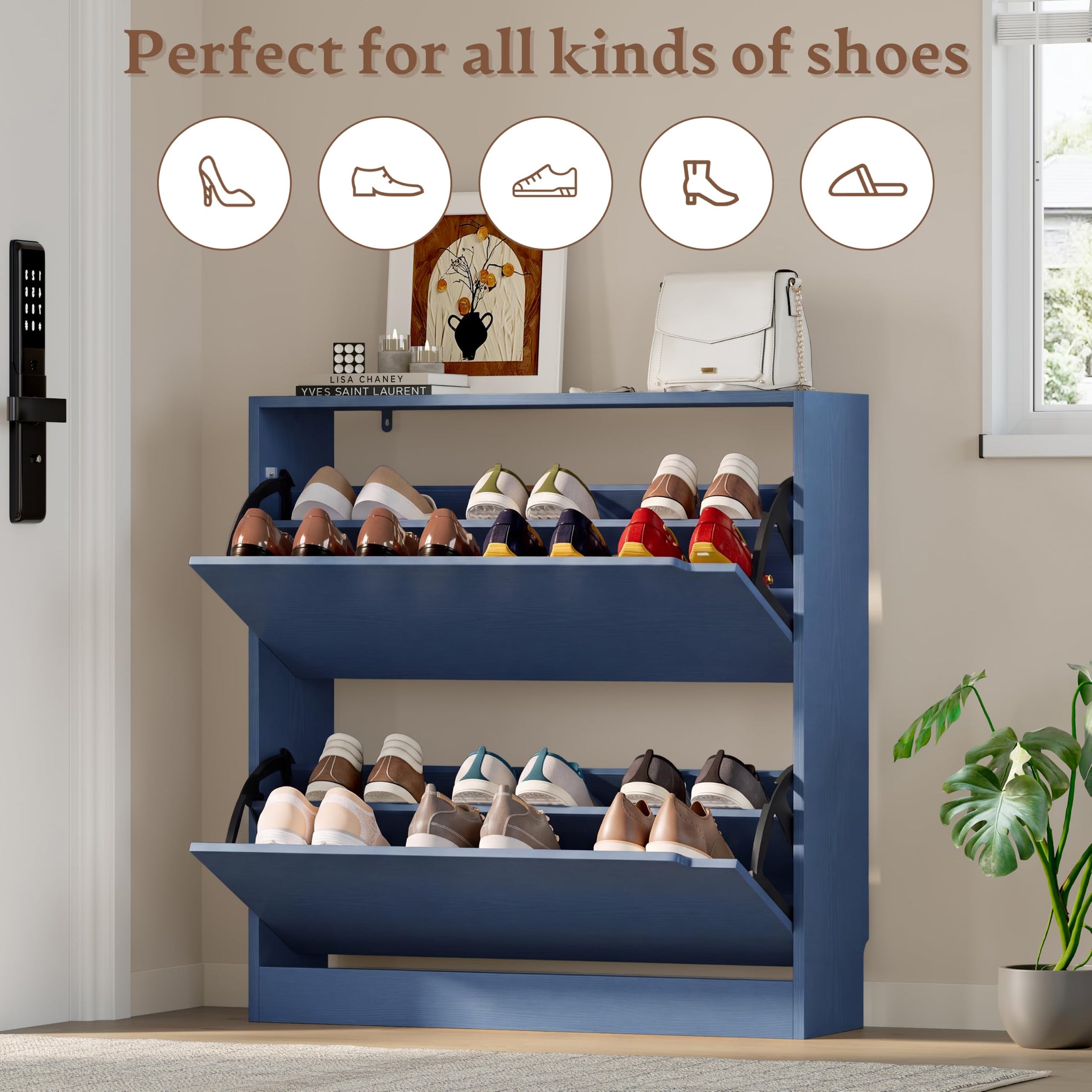 Shoe Cabinet with 2 Flip Drawers