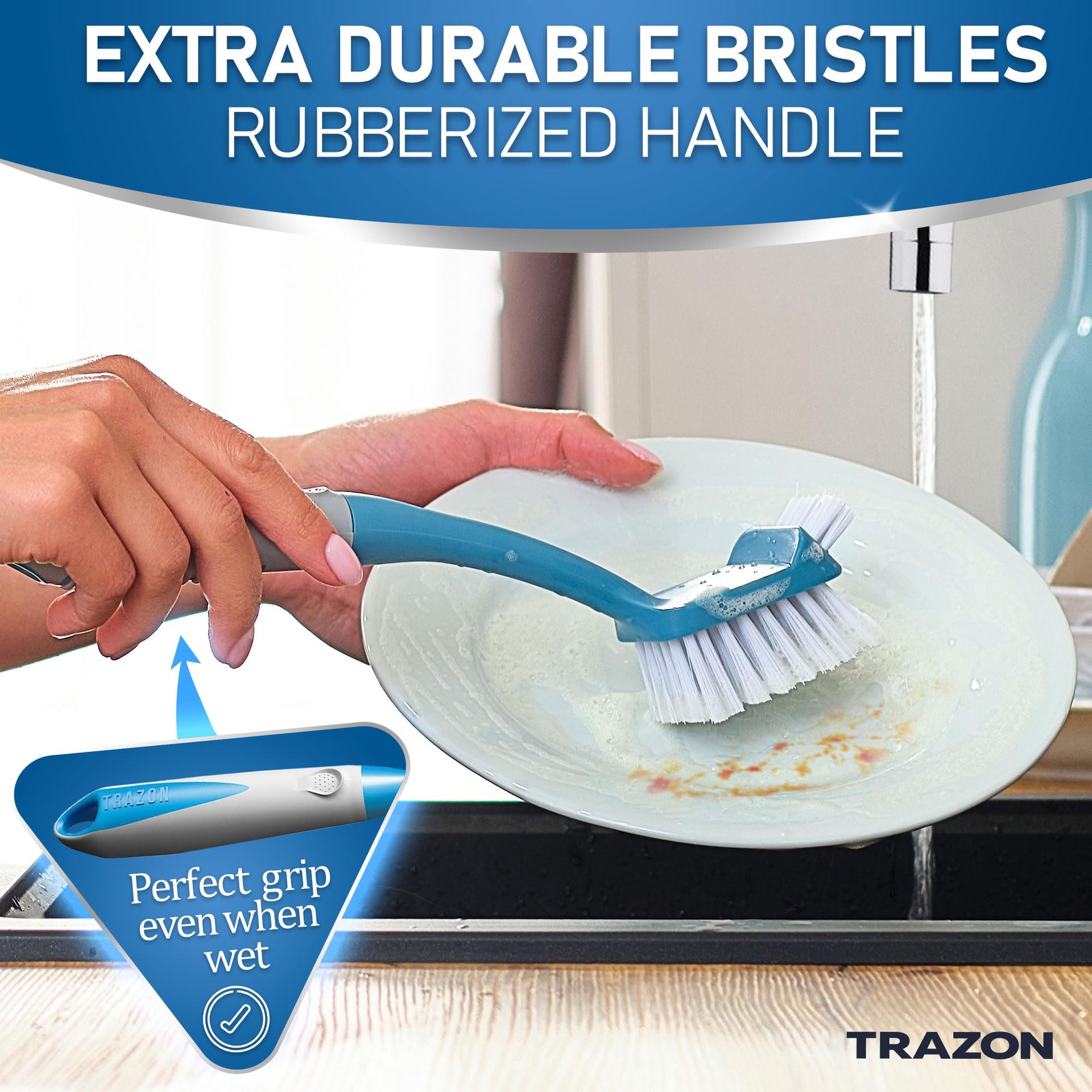 Dish Brush Set of 5 with Convenient Holder (3 Count)