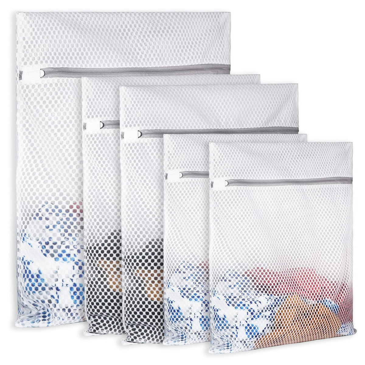 5Pcs Durable Honeycomb Mesh Laundry Bags for Delicates (5 Count)