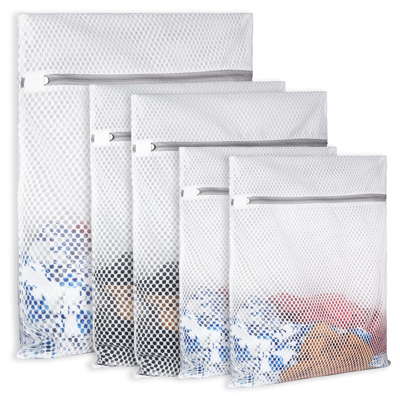 5Pcs Durable Honeycomb Mesh Laundry Bags for Delicates (5 Count)