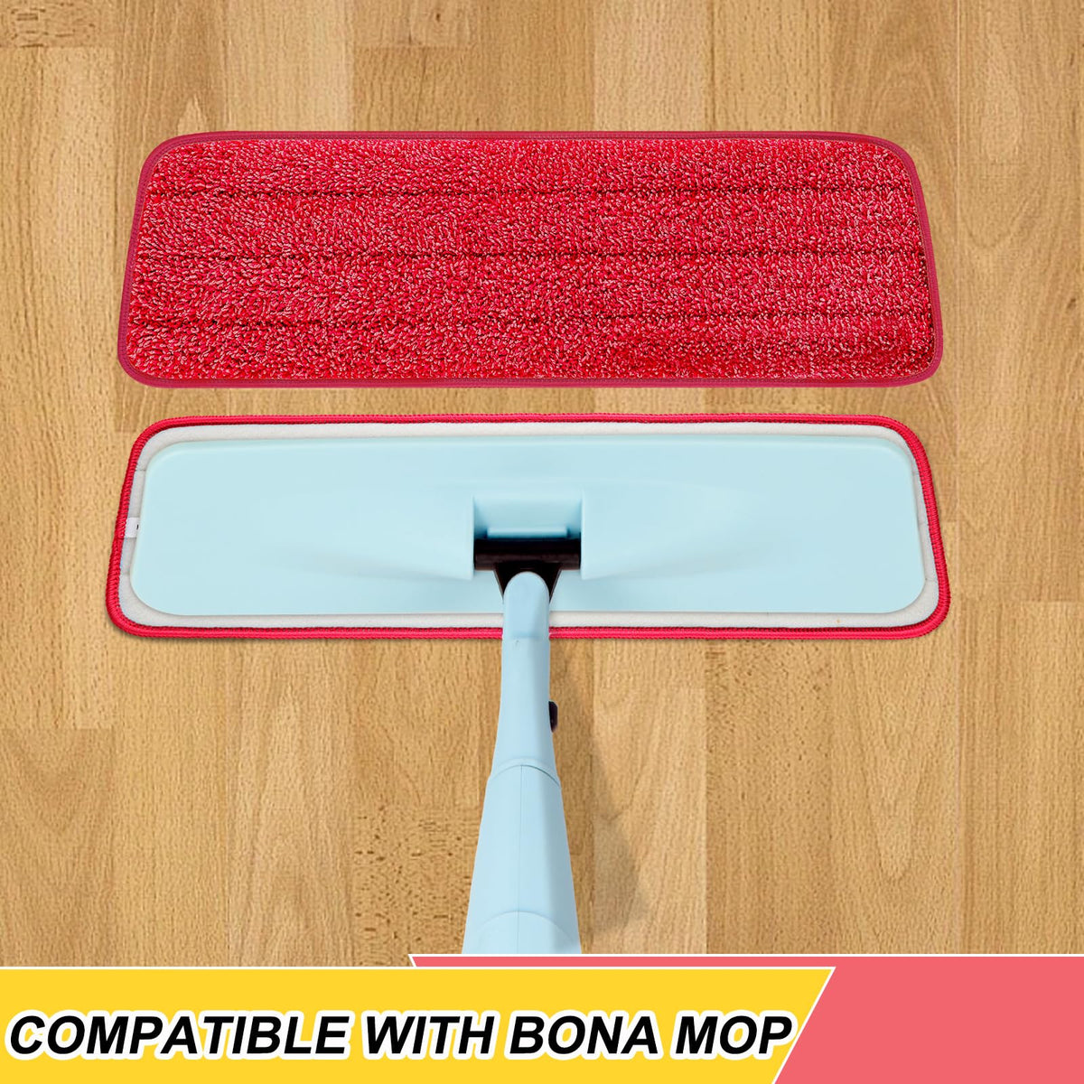 16.5 inch Reusable Mop Pads Microfiber Spray Mop Replacement Heads for Wet (5 Count)