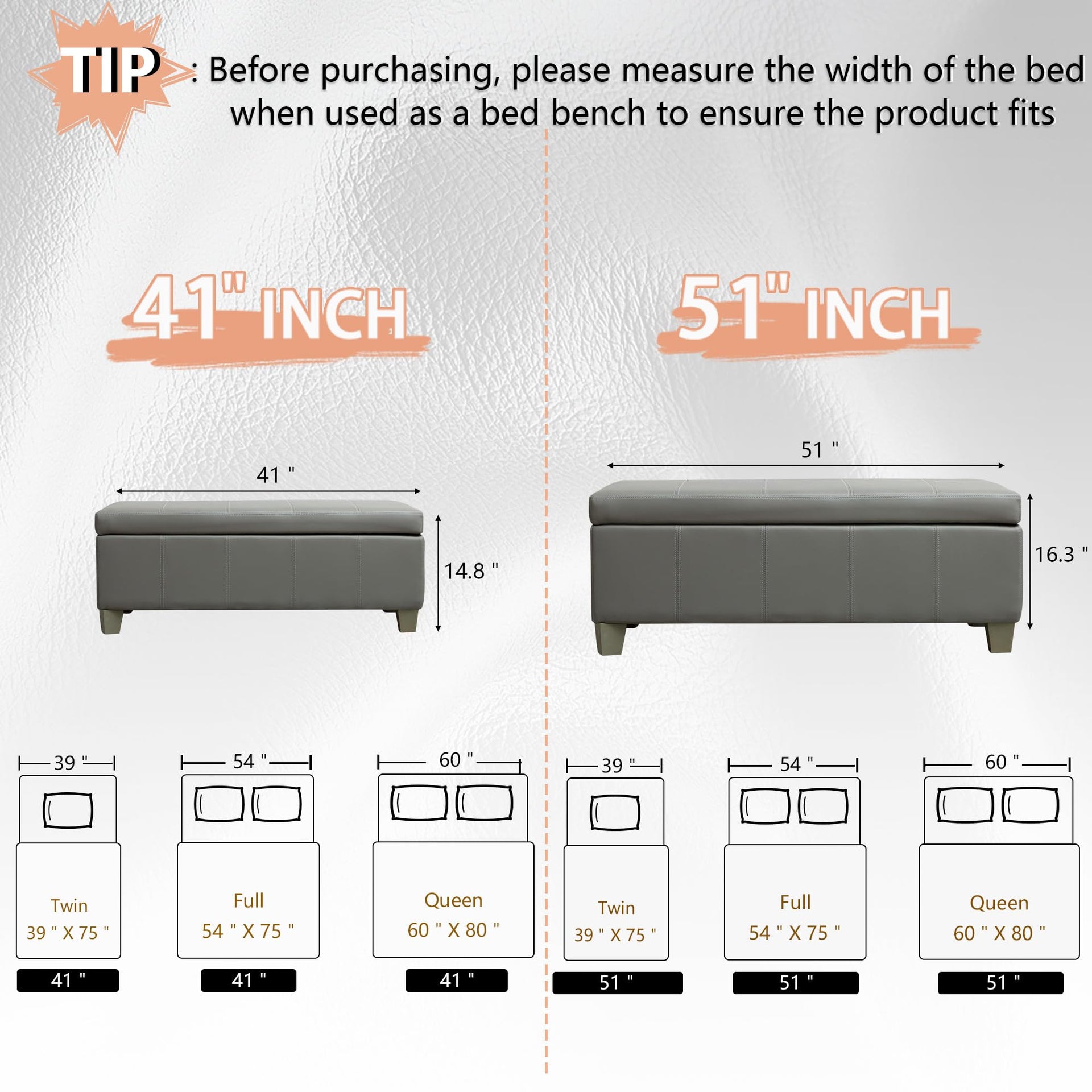 51 Inch Storage Ottoman