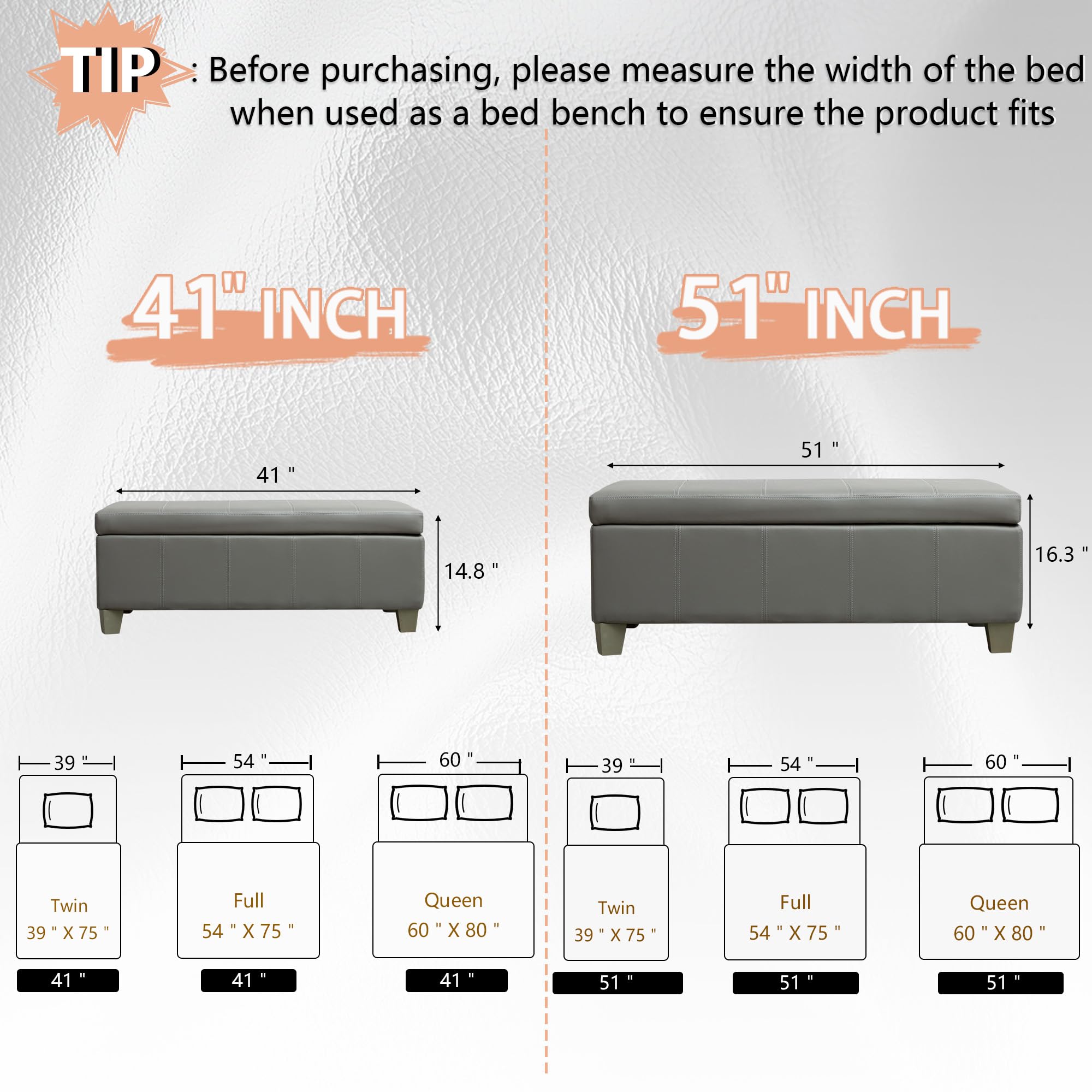 51 Inch Storage Ottoman