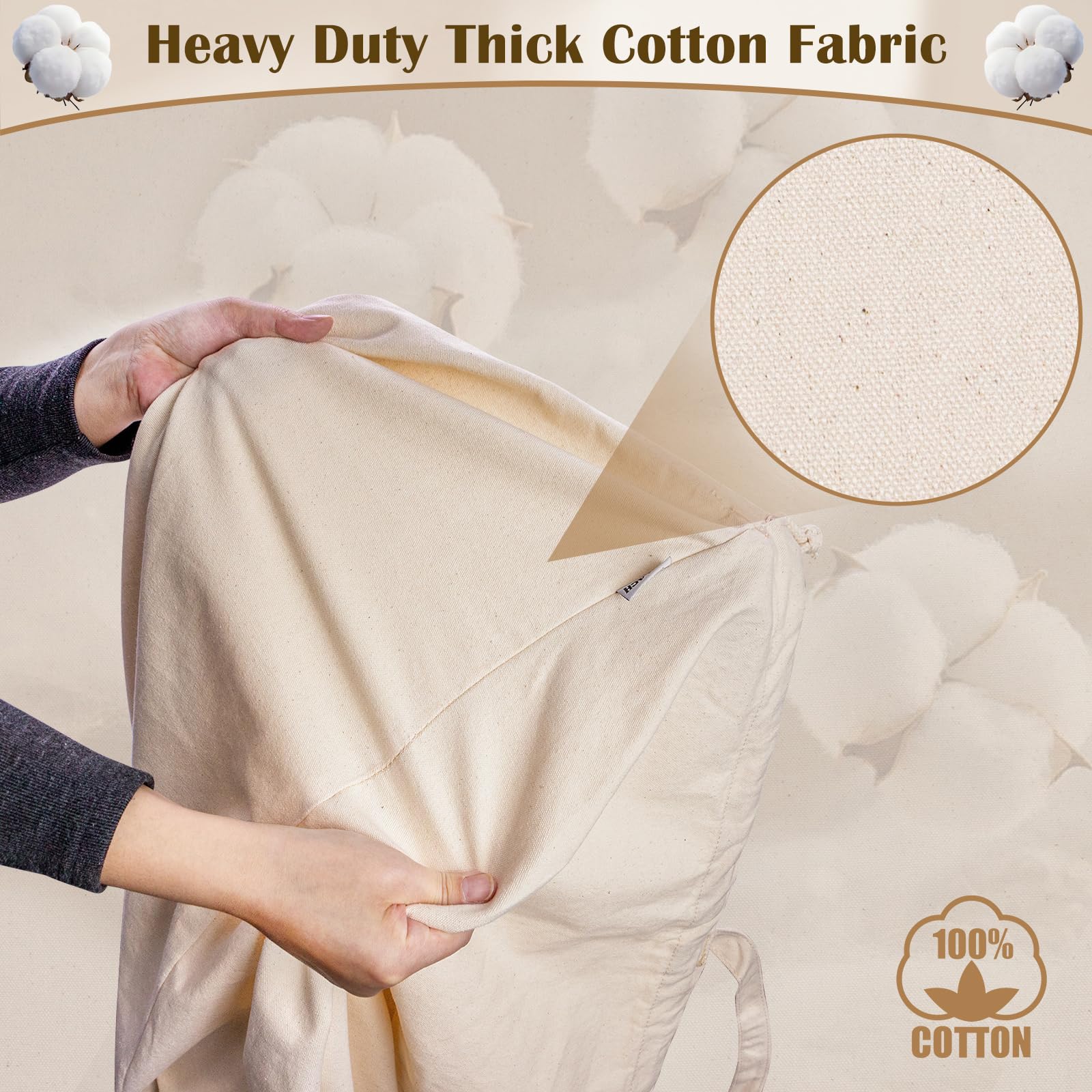 Cotton Canvas Laundry Bag with Handles & Drawstring