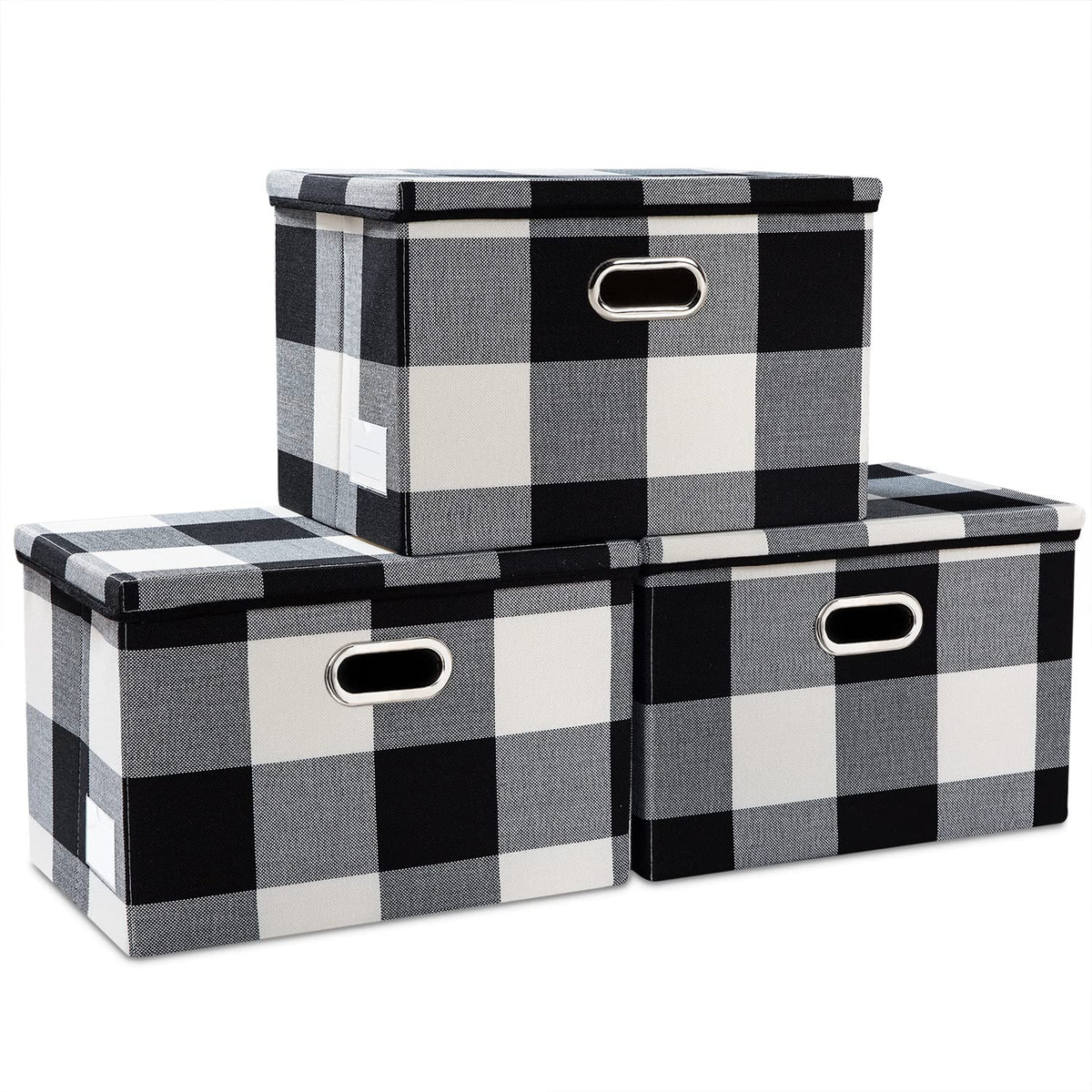 Large Collapsible Storage Bins with Lids [3 (3 Count)