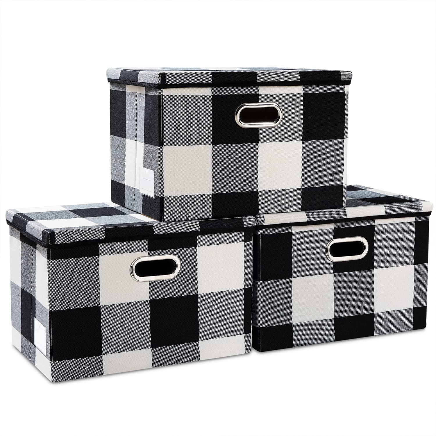 Large Collapsible Storage Bins with Lids [3 (3 Count)