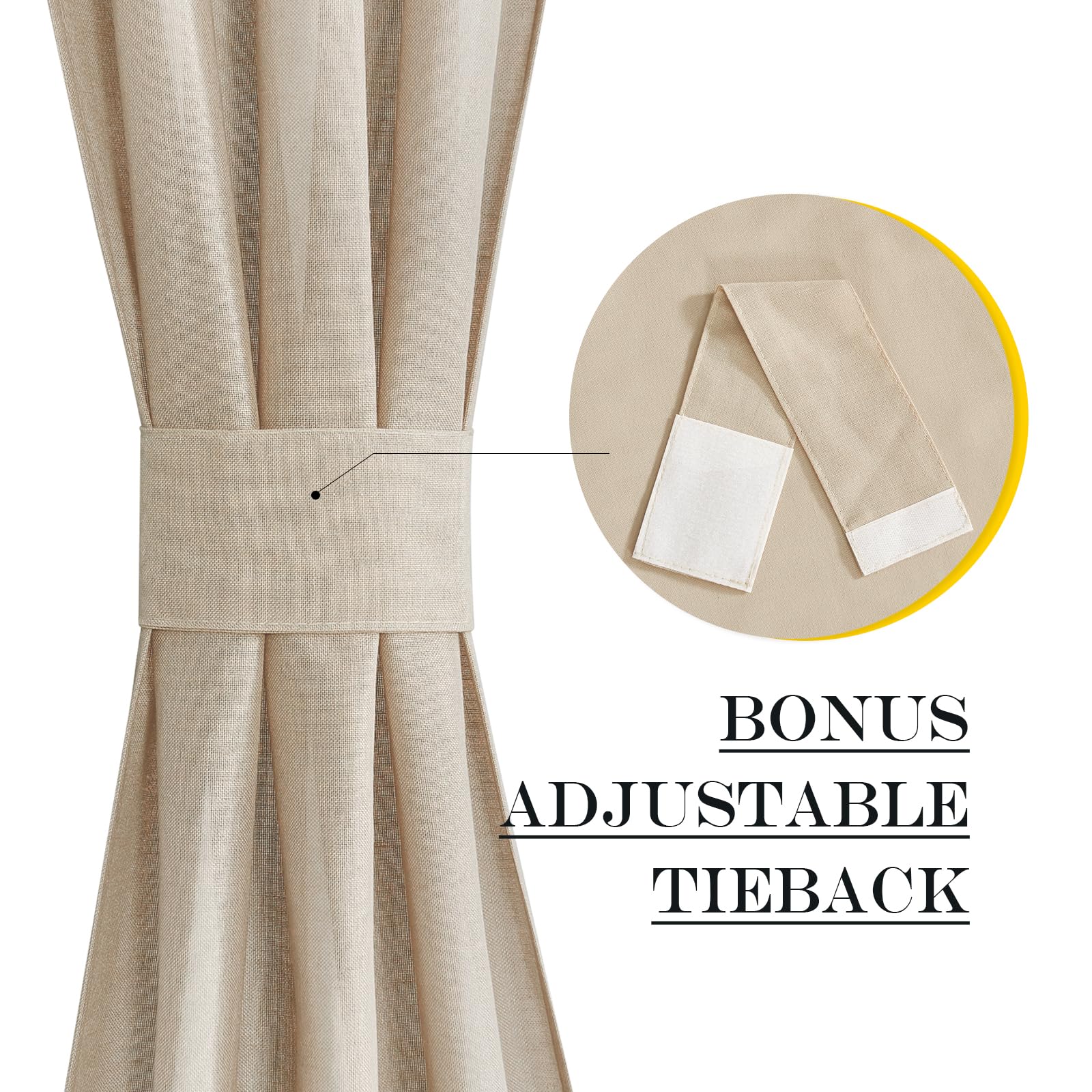 Anogra Linen Door Curtains 50 inch Length 1 Panel