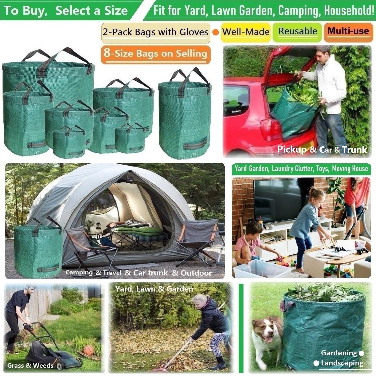Standard 2 Pack 16 Gallon Yard Lawn Garden Bags (2 Count)