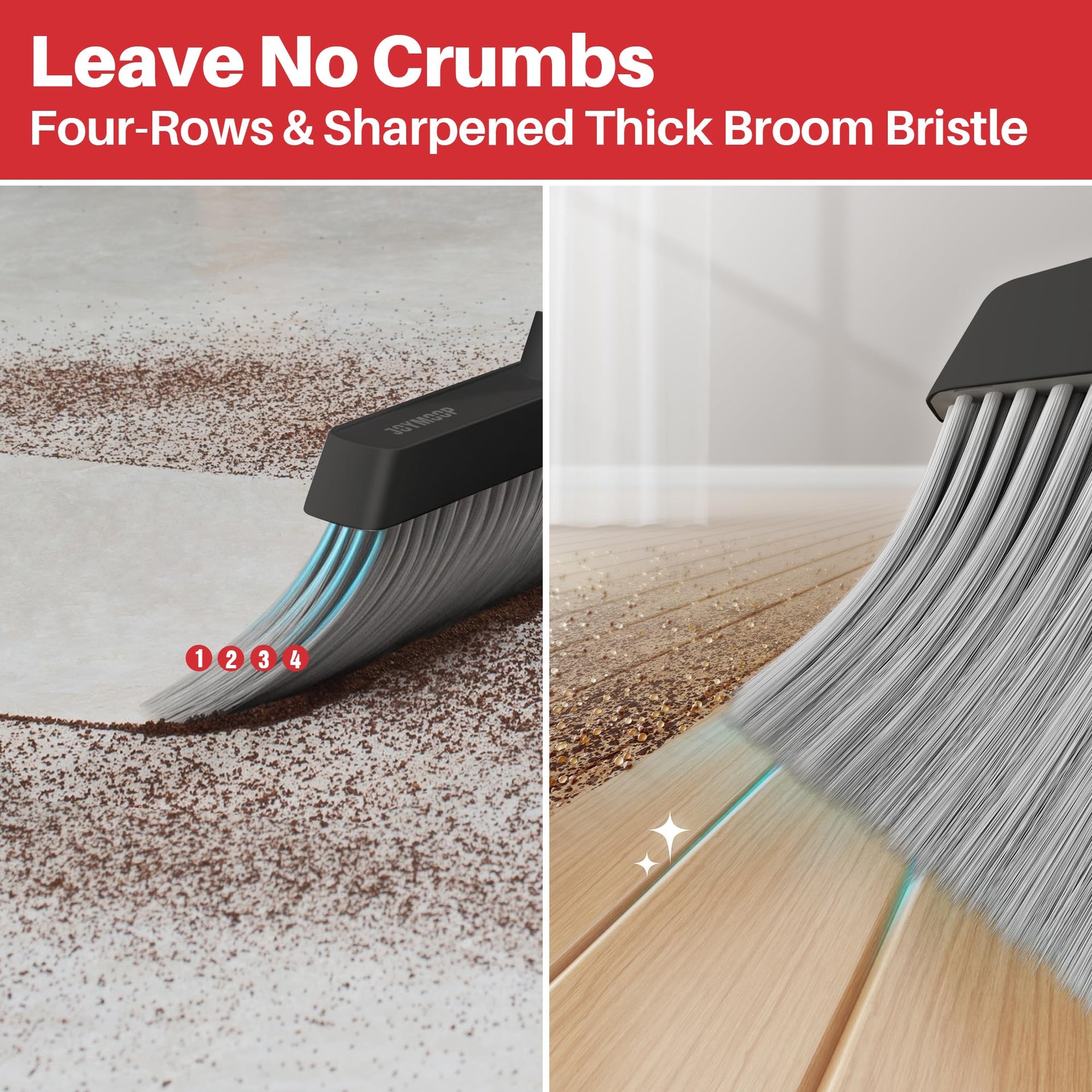 Black and Red Broom and Dustpan Set