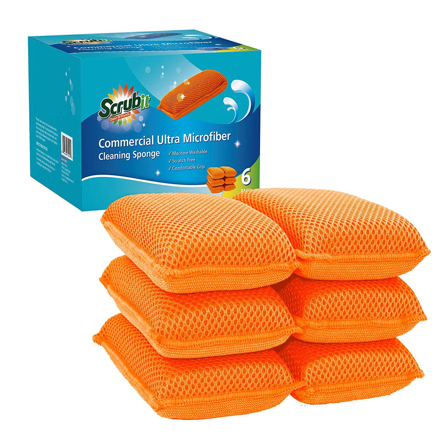 Commercial Miracle Microfiber Kitchen Sponge by Scrub (6 Count)