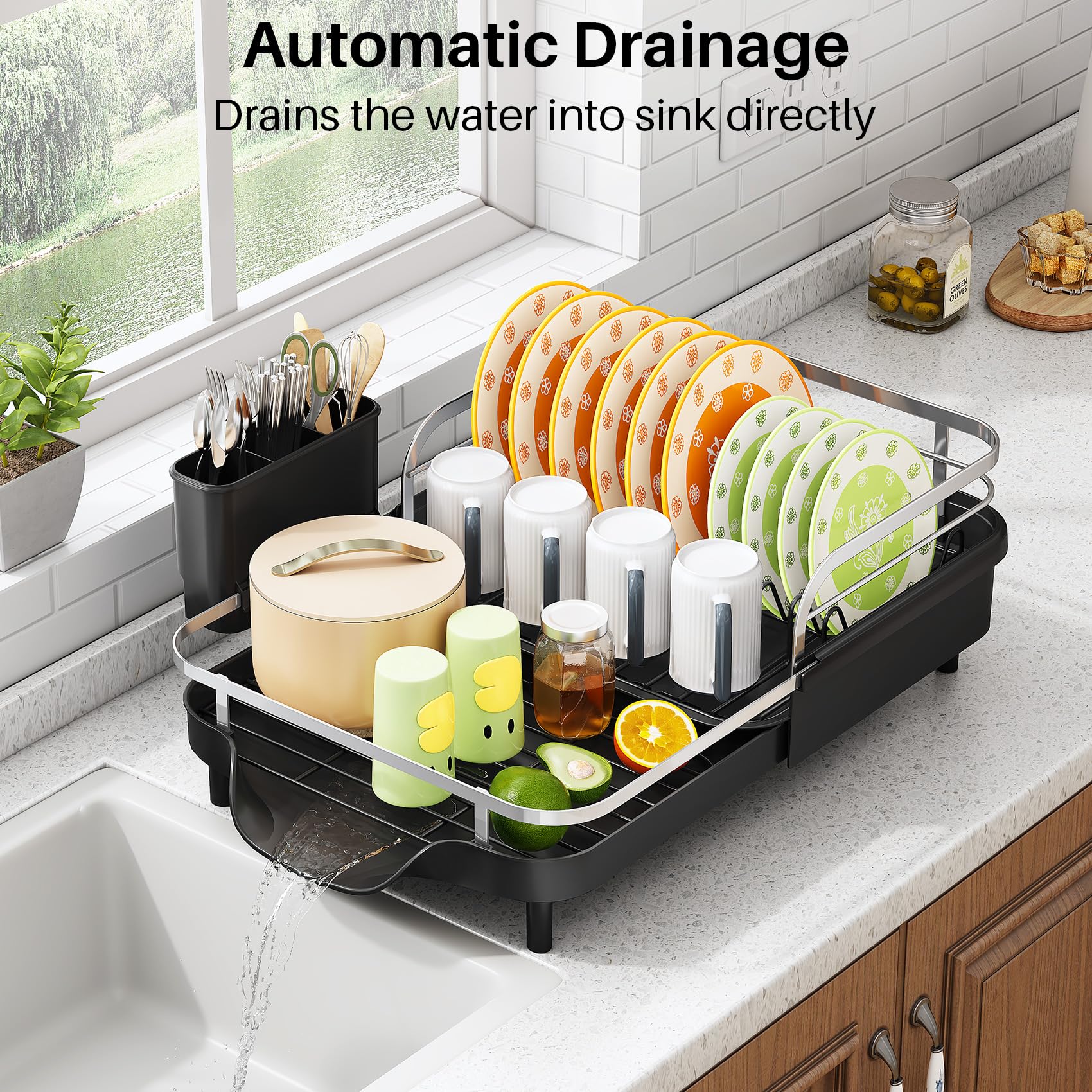 Expandable Dish Drying Rack for Small Kitchen Counter