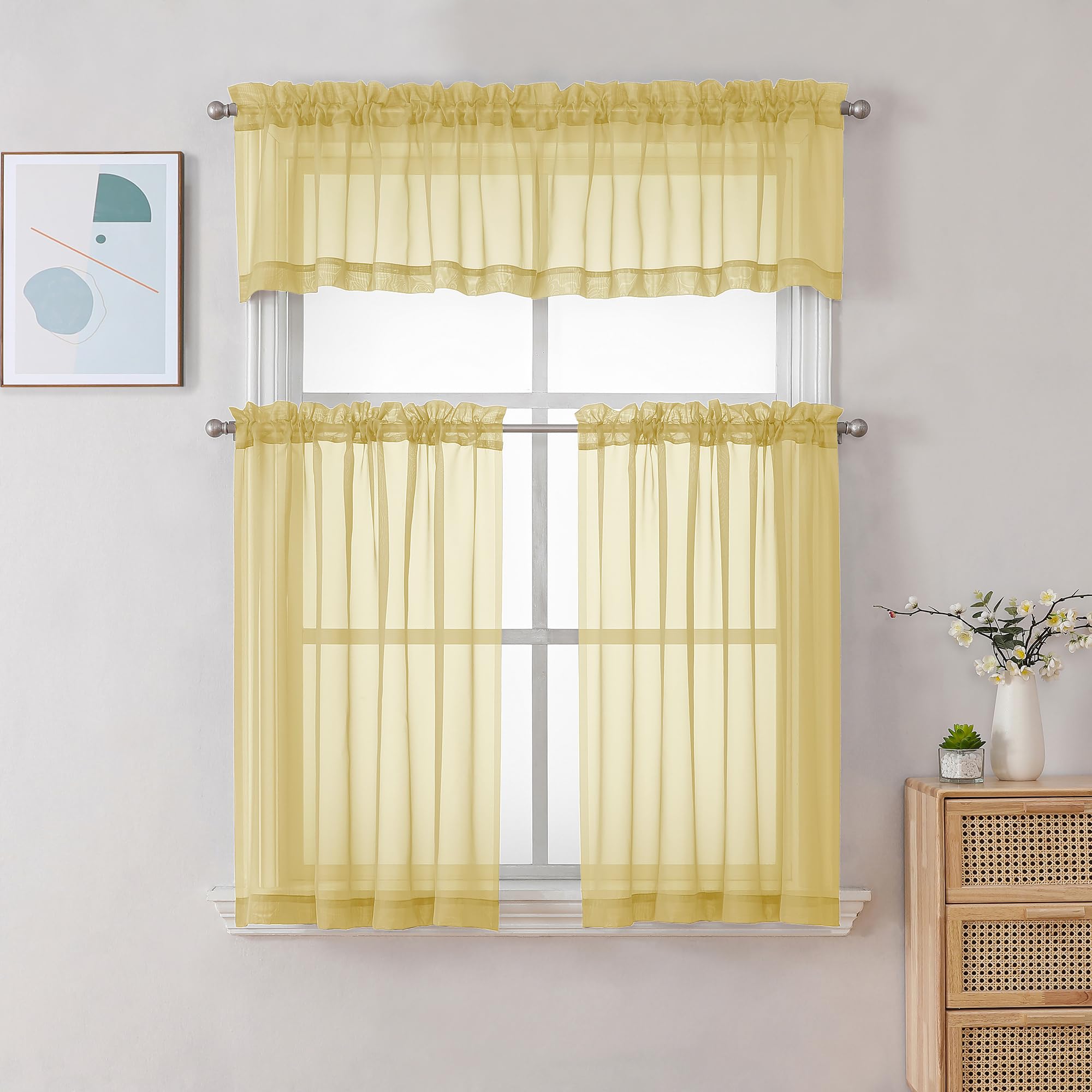 Mustard Yellow Sheer Valances for Windows (2 Count)