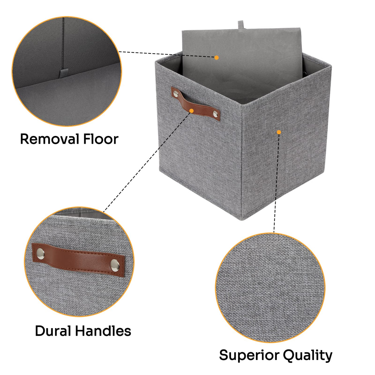 11x11 Cube Collapsible Fabric Storage Bins for Shelf Organizing (4 Count)