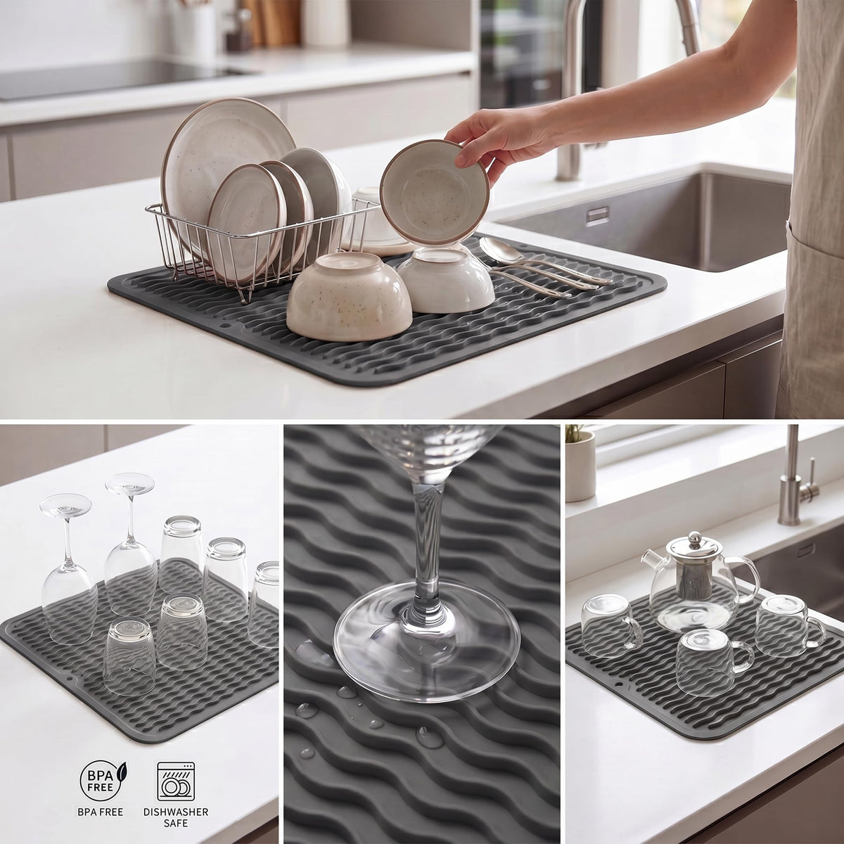 Silicone Dish Drying Mat for Multiple Usage