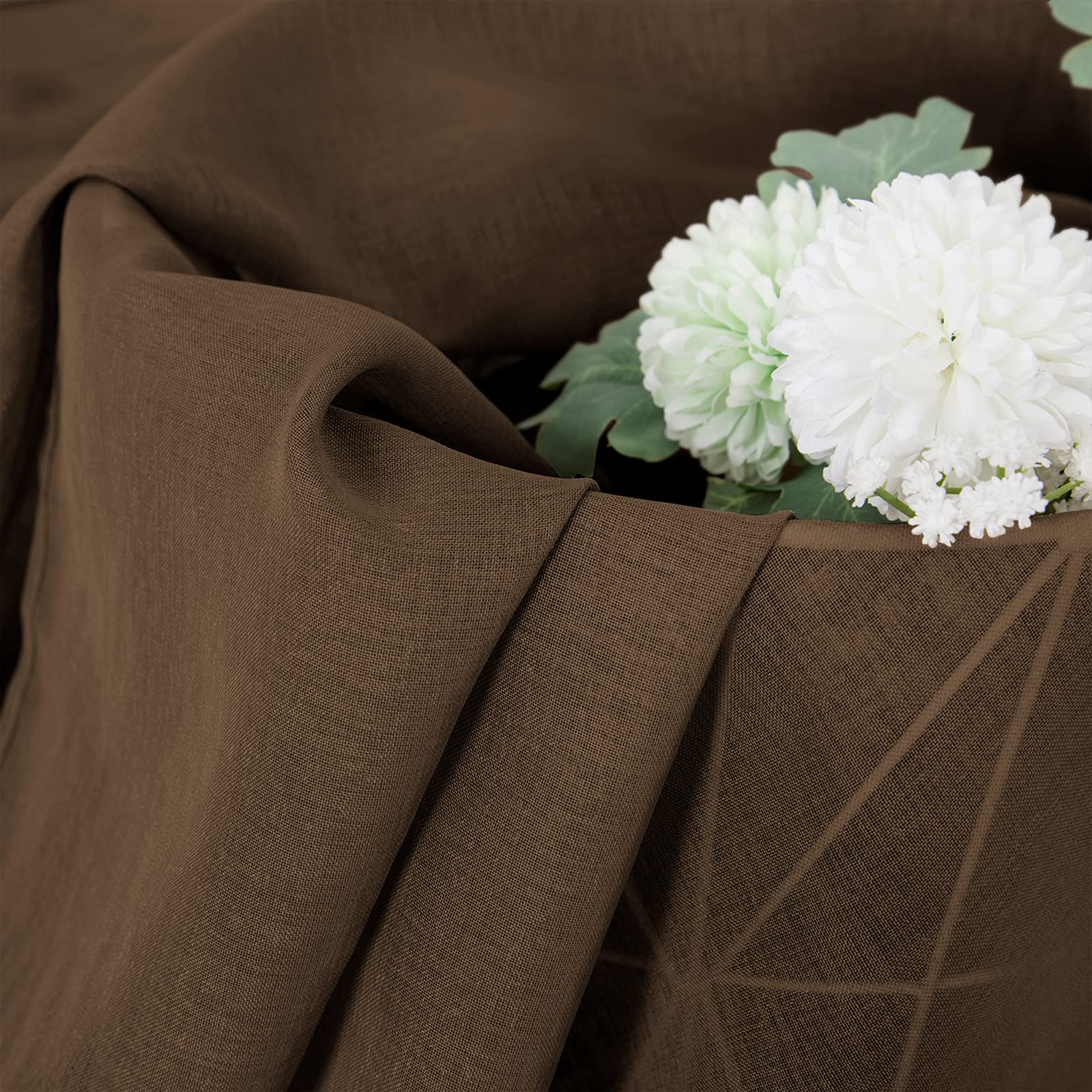 Sheer Curtain Linen Textured Bedroom Curtains Sheer Light Filtering Rod Pocket Voile Curtain for Living Room