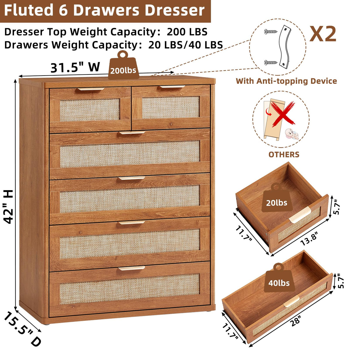 Rattan Dresser for Bedroom