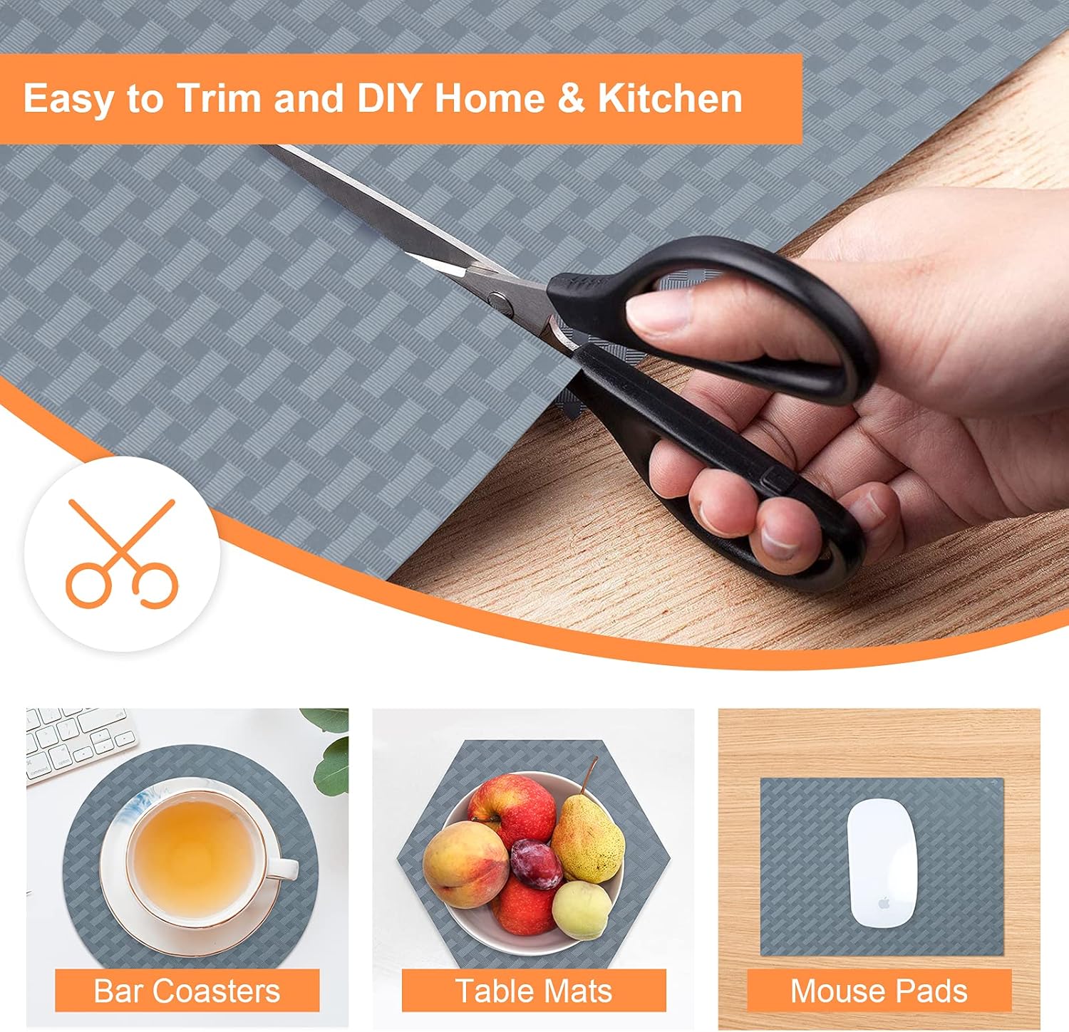 Shelf Liners for Kitchen Cabinets Non Adhesive Drawer Liner EVA Material Cupboard Mat Waterproof Refrigerator Mats Washable Fridge Liner for Cupboard and Desks Shelf Liner 23.6 x 393.7 Inches