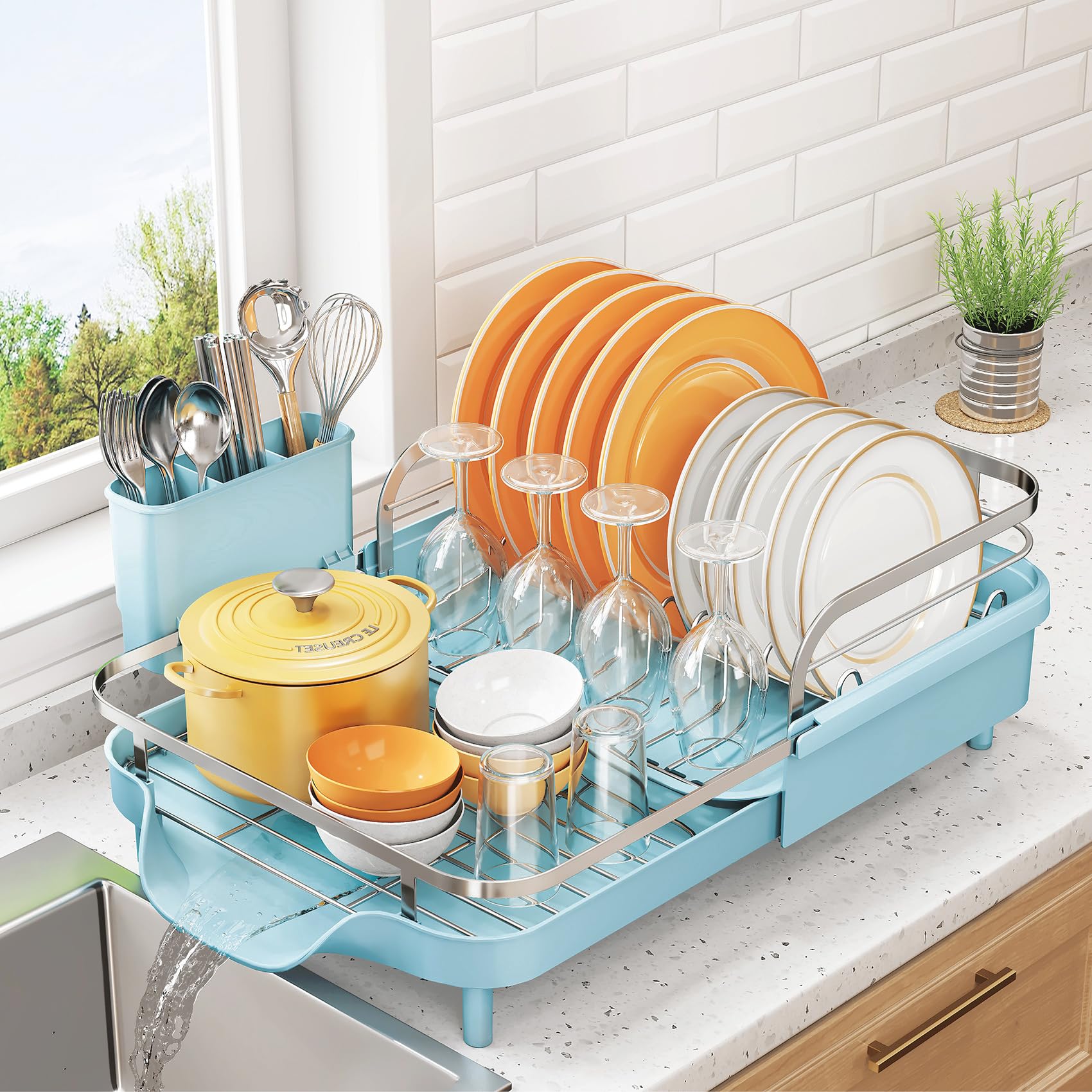 Expandable Dish Drying Rack for Kitchen Counter