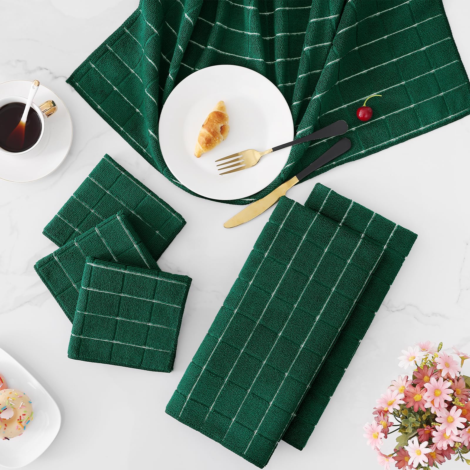Microfiber Kitchen Towels and Dishcloths Sets (12 Count)