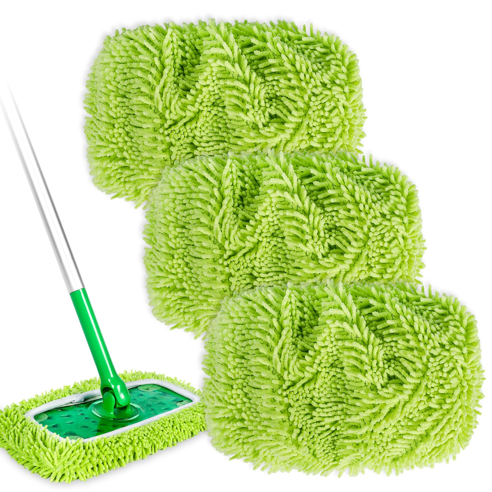 Reusable Microfiber Mop Pads Compatible with Swiffer Sweeper Mop (3 Count)