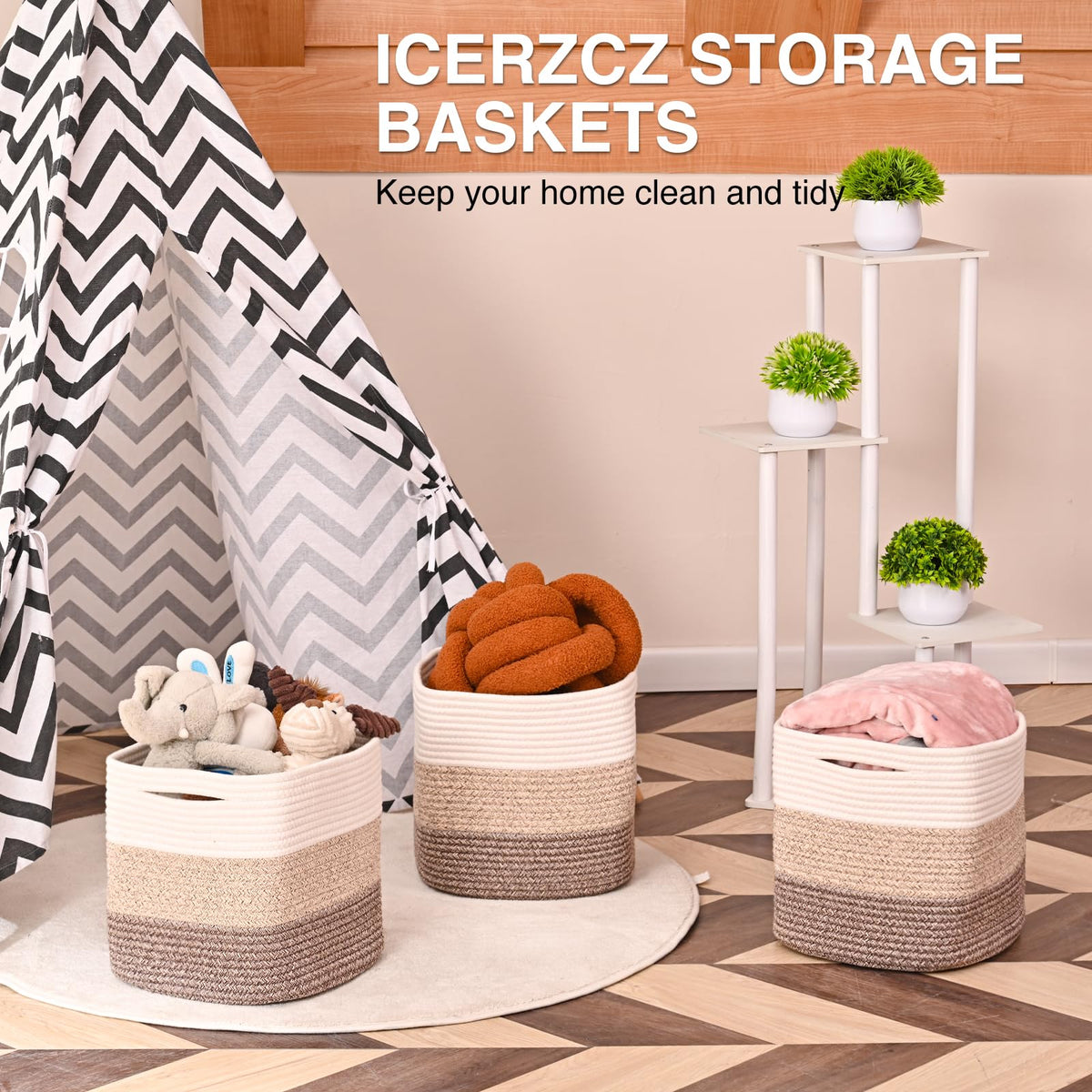 13 Inch Cube Closet Storage Bins (3 Count)