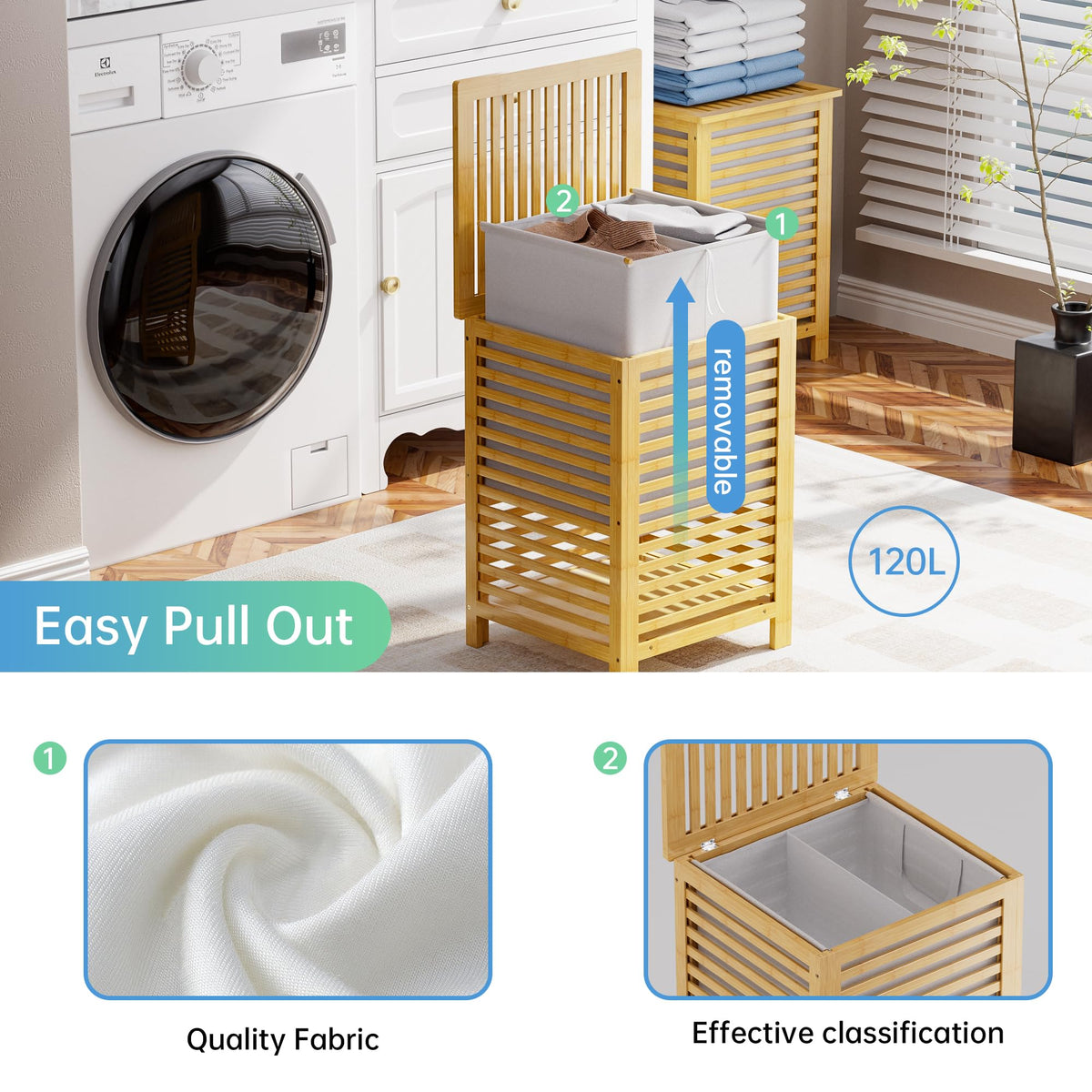 Double Laundry Hamper with Lid