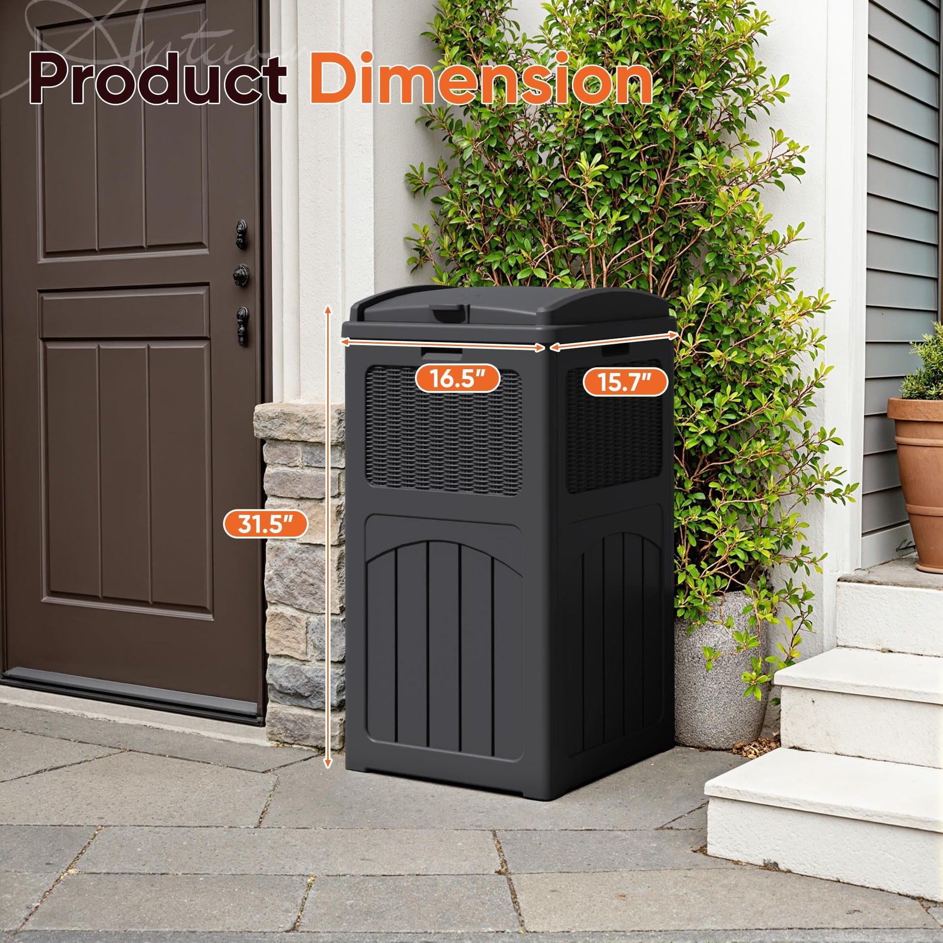 33 Gallon Resin Outdoor Trash Can with Lid