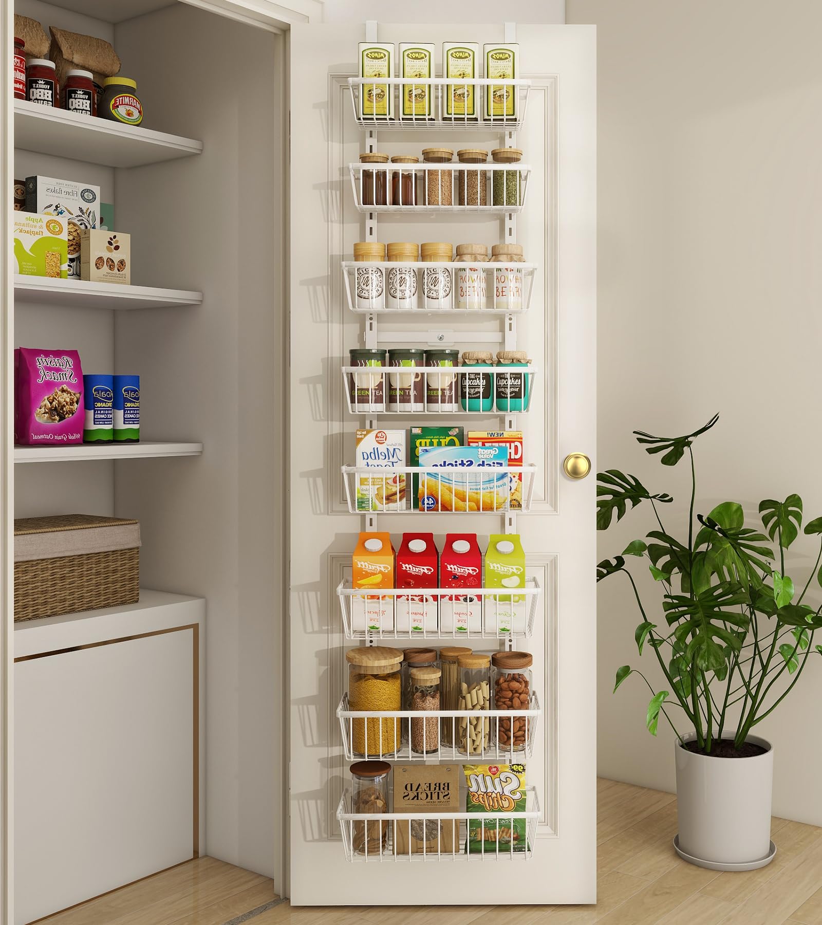 White 12 Inch Wide Narrow Over The Door Pantry Organizer
