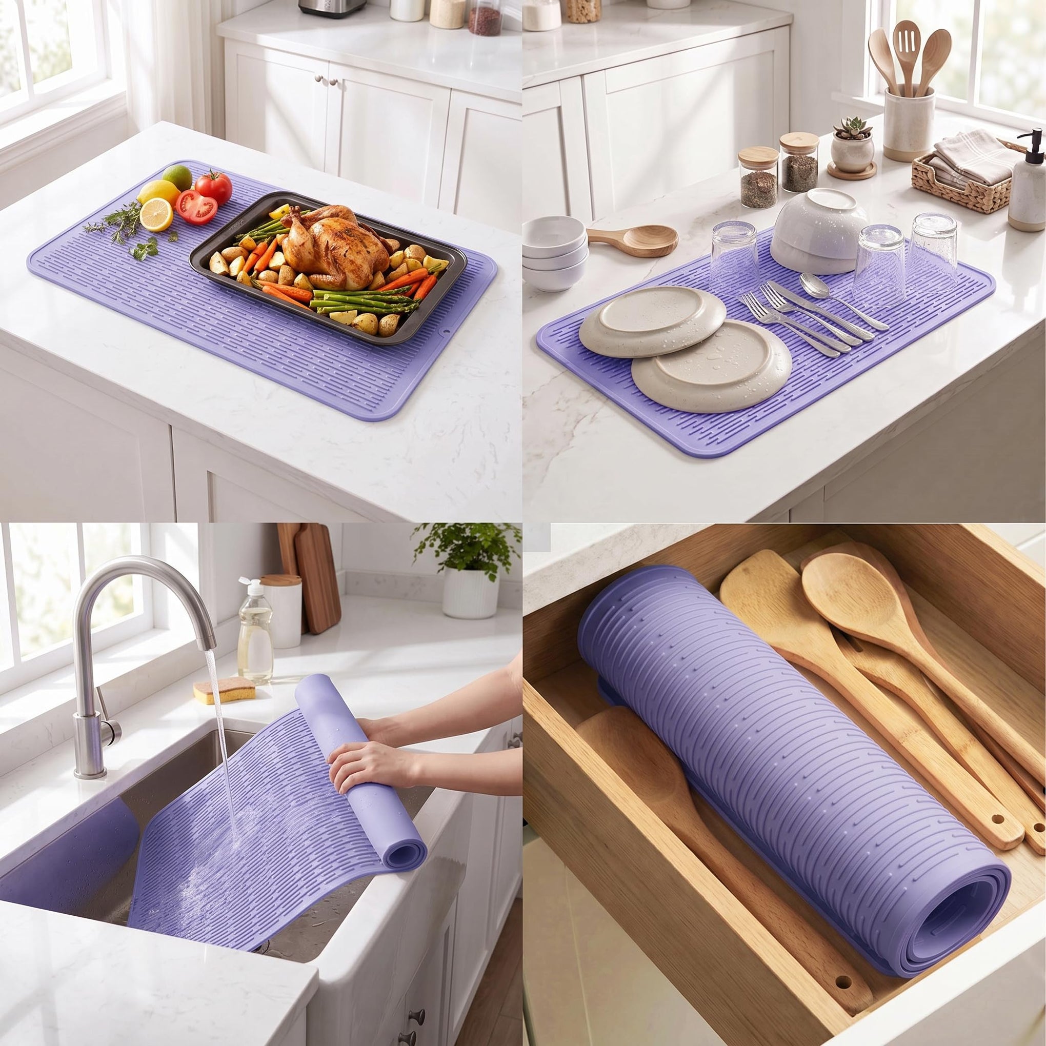 Silicone Dish Drying Mat for Multiple Usage