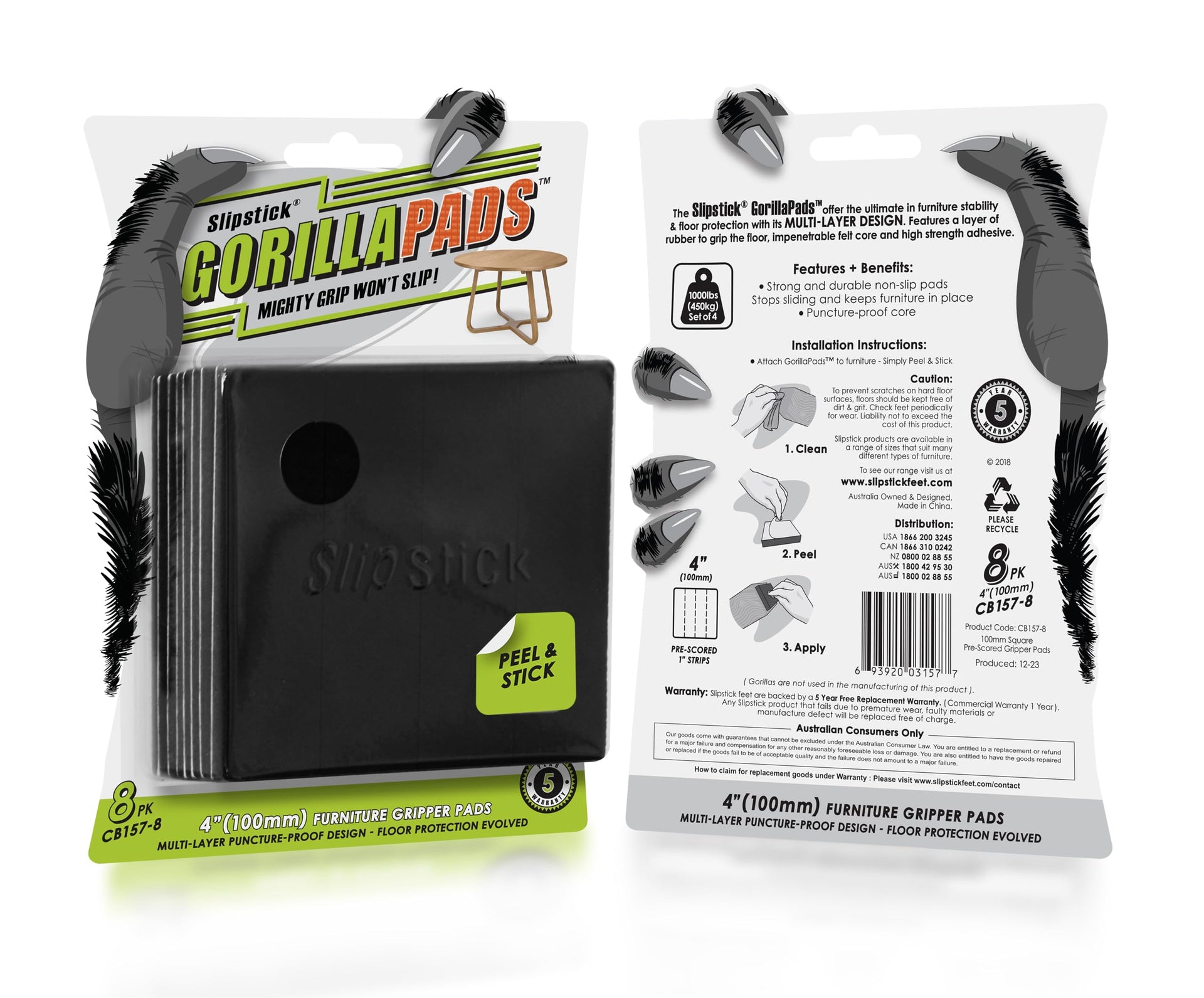 GorillaPads Non Slip Furniture Pads (8 Count)
