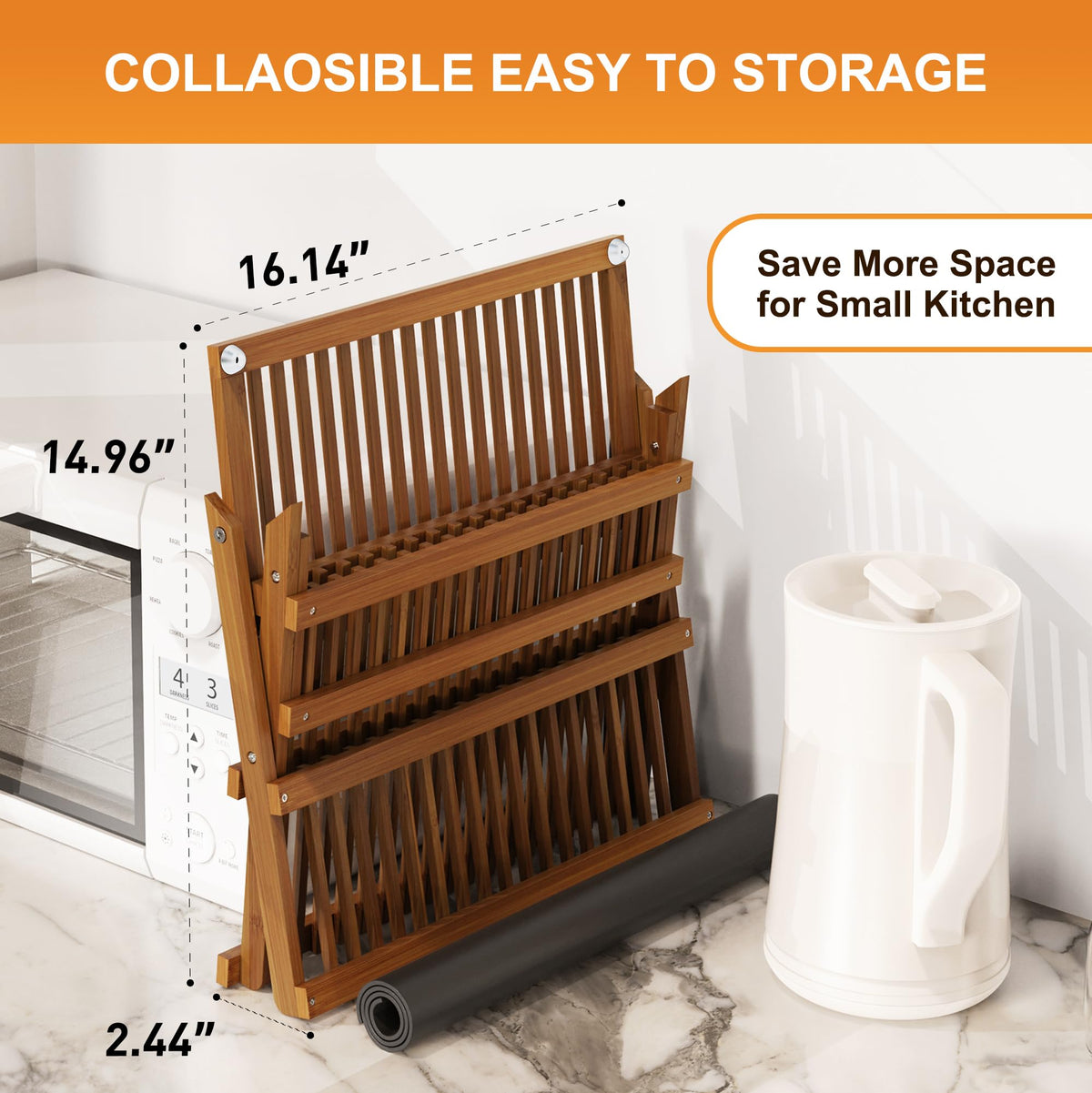 Teak Dish Drying Rack with Utensil Holder