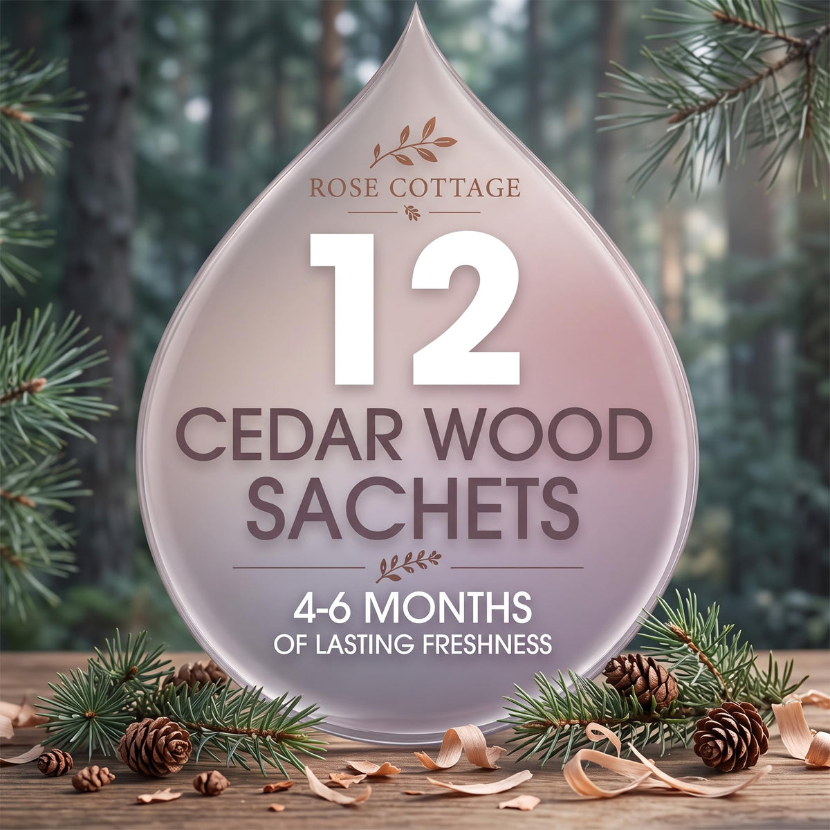 Large 12 Packs Cedar Wood Hanging Closet Deodorizer Air Freshener Long Lasting Scented Sachets Smell Goods for House (12 Count)