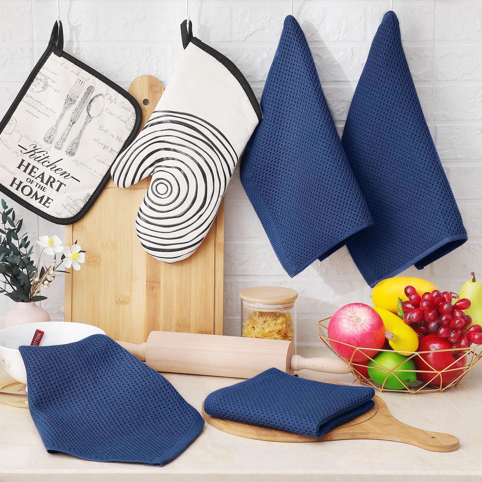 100% Cotton Waffle Weave Kitchen Dish Cloths 18 (8 Count)