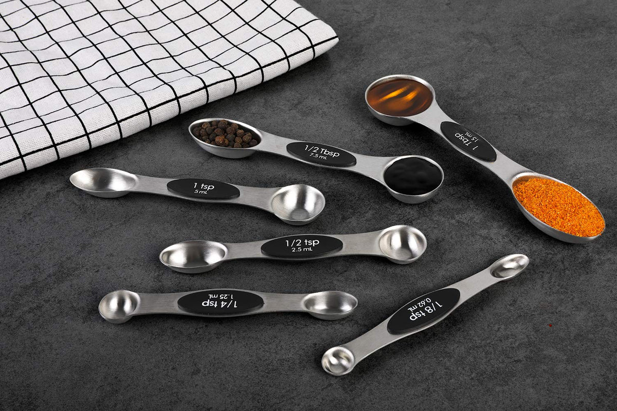 Magnetic Measuring Spoons Set Stainless Steel Dual Sided Stackable Teaspoon