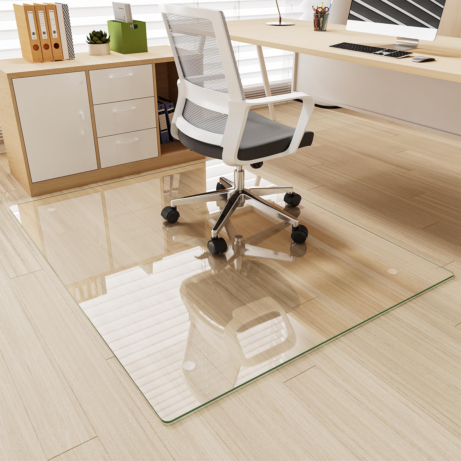 Tempered Glass] 40" x 60" Glass Office Chair Mat for Carpet