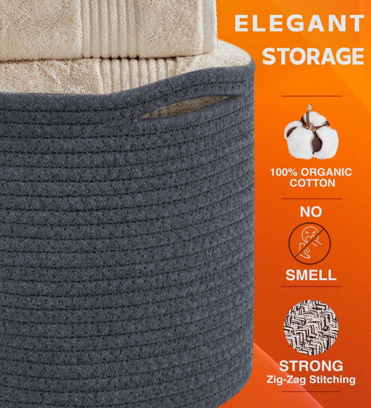 Cotton Rope Baskets for Organizing (3 Count)