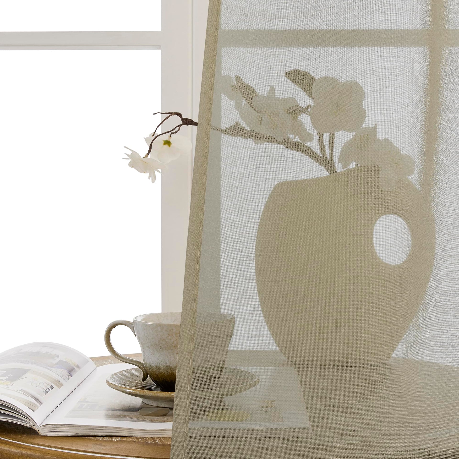 Sheer Door Curtain Closet Linen Textured Curtain Sheers Doorway Light Filtering Voile French Door Rod Pocket Curtains Patio Glass Doors
