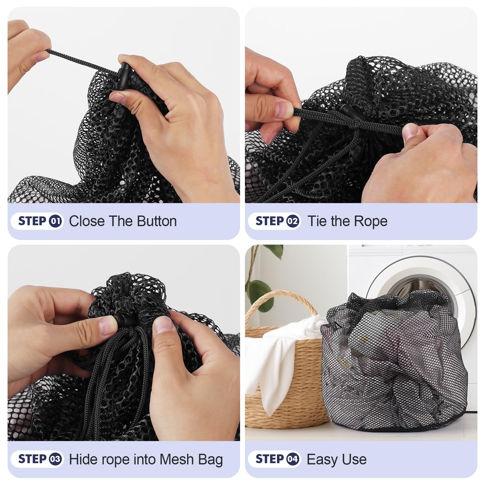 3Pcs Mesh Laundry Bags Washing Machine Mesh Wash Bags Jumbo for Delicates Clothes (3 Count)