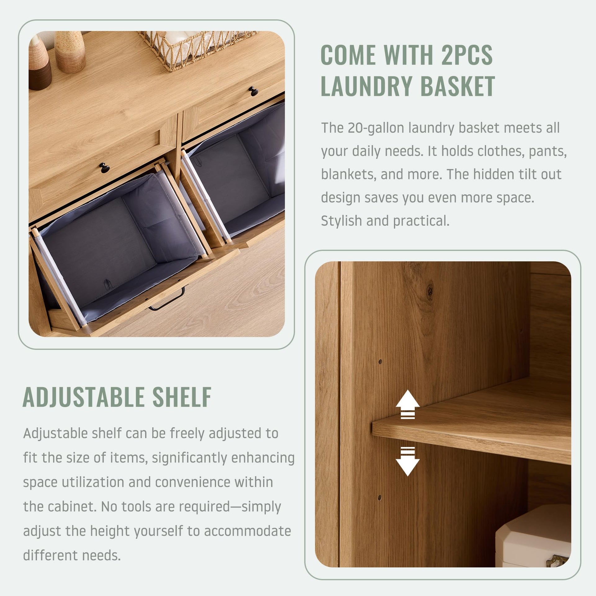 Triple Tilt Out Laundry Hamper Cabinet