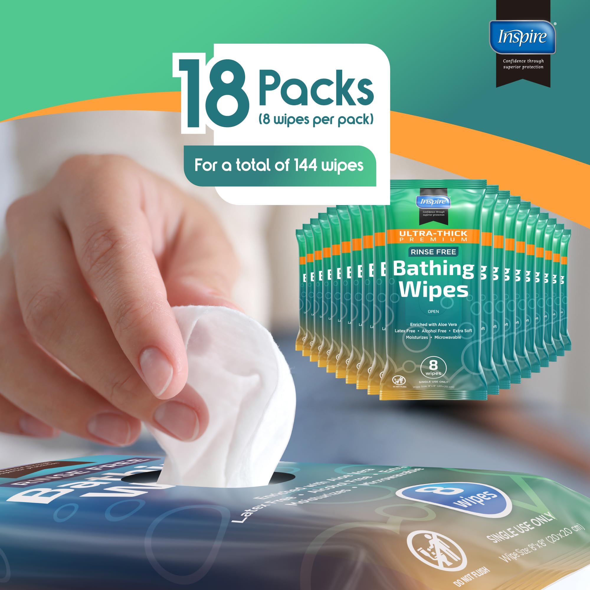 Ultra Thick Rinse Free Body Wipes (80 Count)