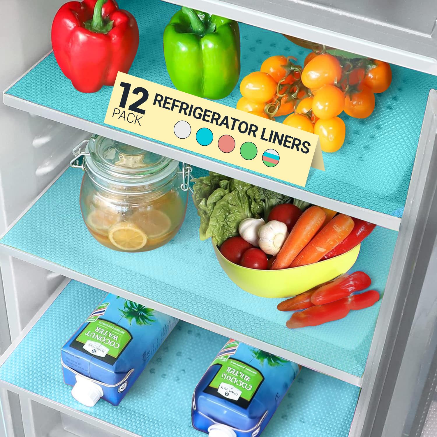 Refrigerator Liners for Shelves (12 Count)